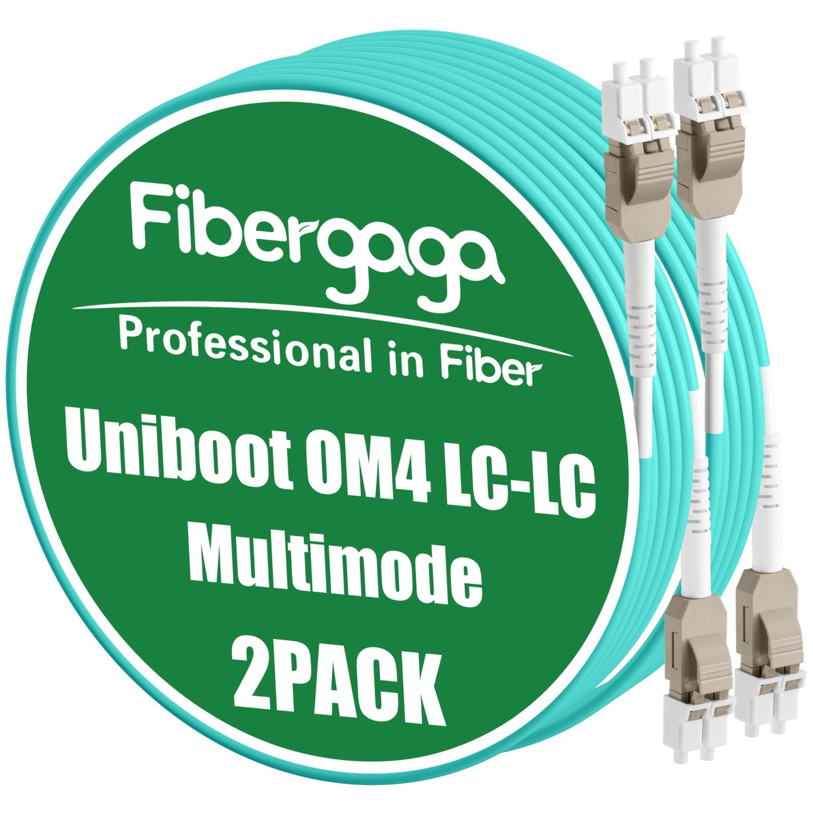 Fibergaga OM4 LC to LC Fiber Cable 0.5M, 2 Pack