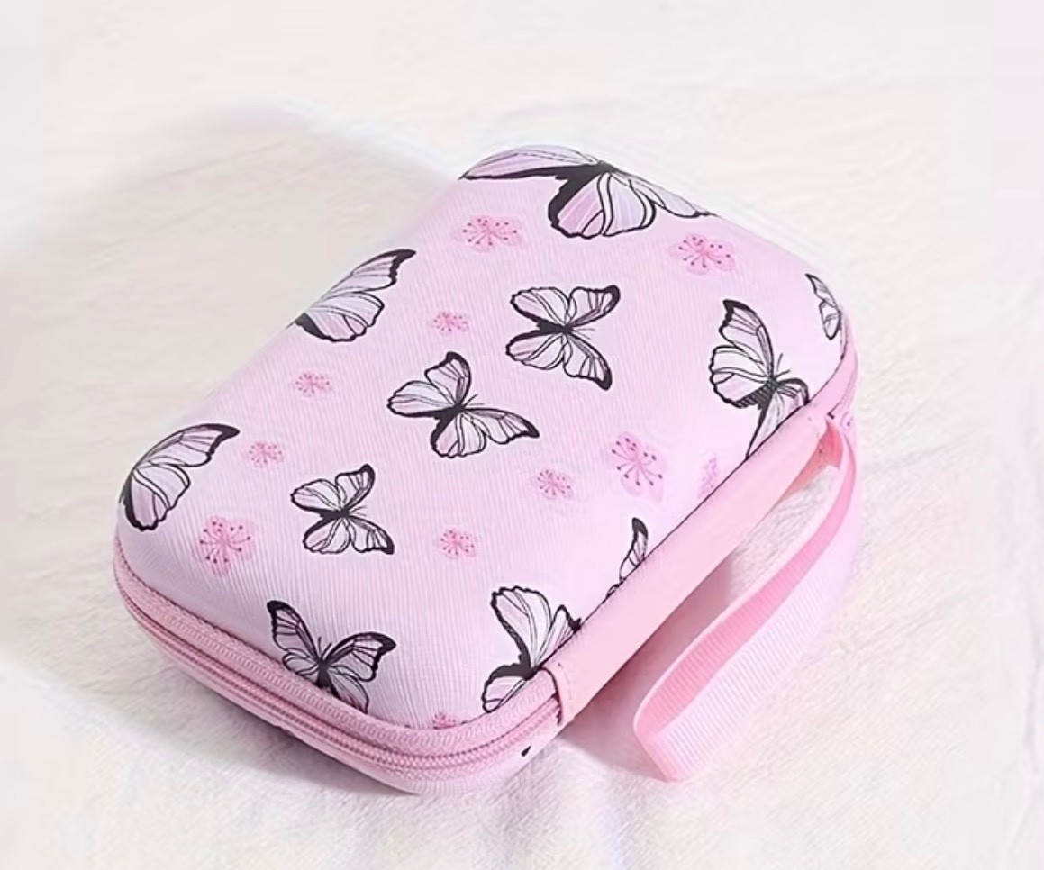 Butterfly Print EVA Zipper Storage Case USB Cable Earbuds Organizer Travel t1