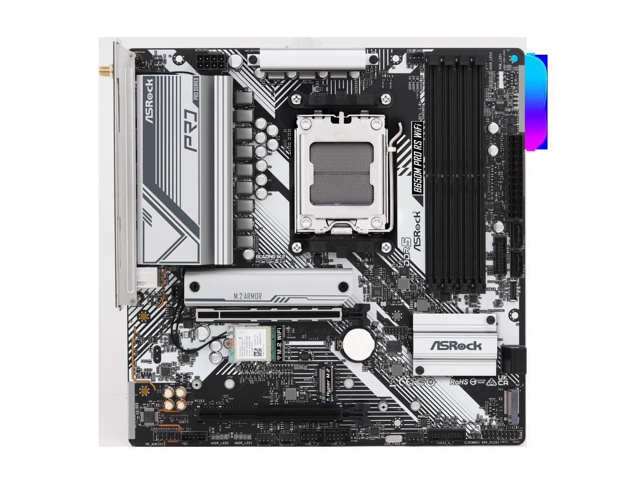 B650M Pro RS WiFi AM5 AMD B650 Micro ATX Motherboard ASRock