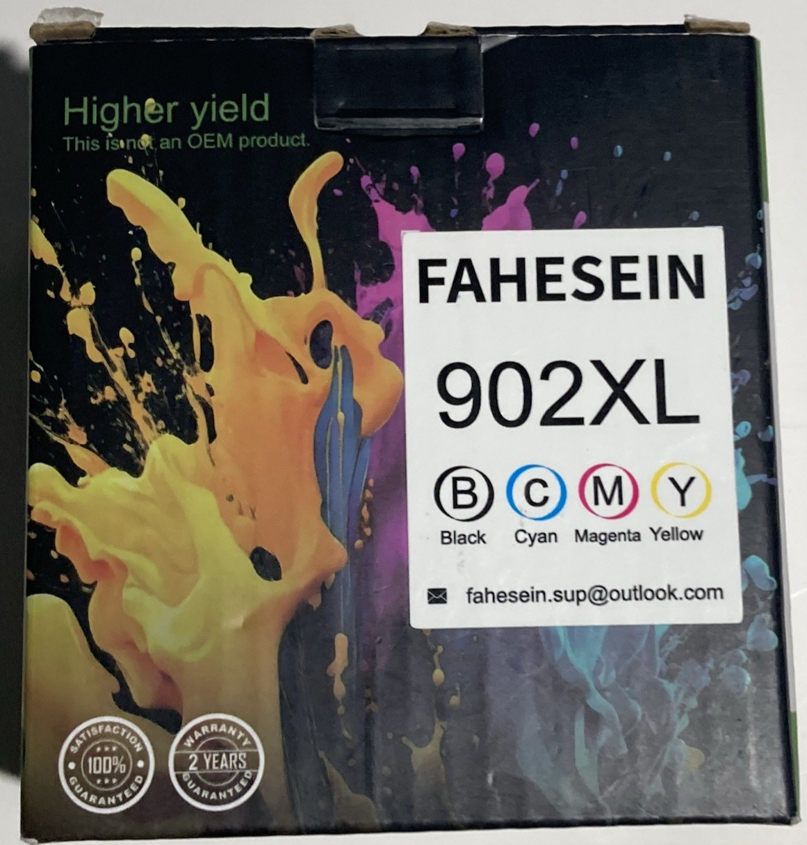 FAHESEIN 902XL Cartridges | Tri-Color & Black | 4 Pk | Expires 8-2027 | Sealed