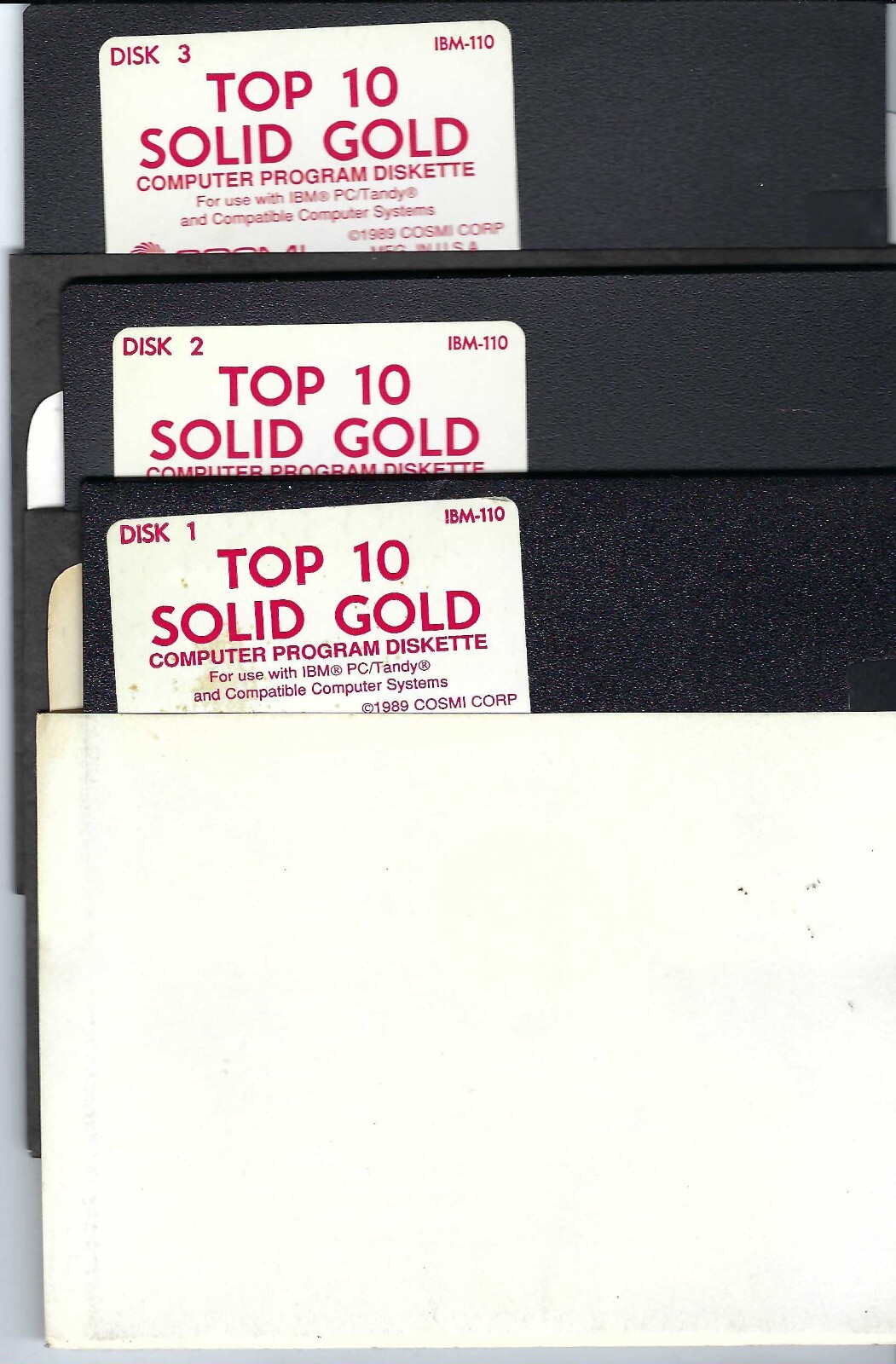 ITHistory SOFTWARE IBM (1989) TOP 10 SOLID GOLD (Cosmi) 3 x 5.25" Of