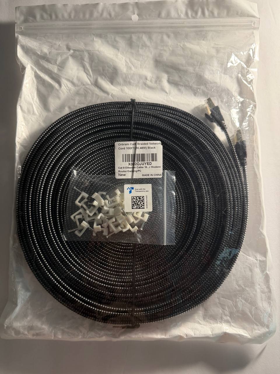 Orbram Cat 8 Ethernet Cable 100 ft Nylon Braided High Speed Network Cable