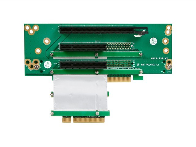 PCI-Express PCIE x16 + Dual x8 PCIE Slots 2U Riser Card with Ribbon