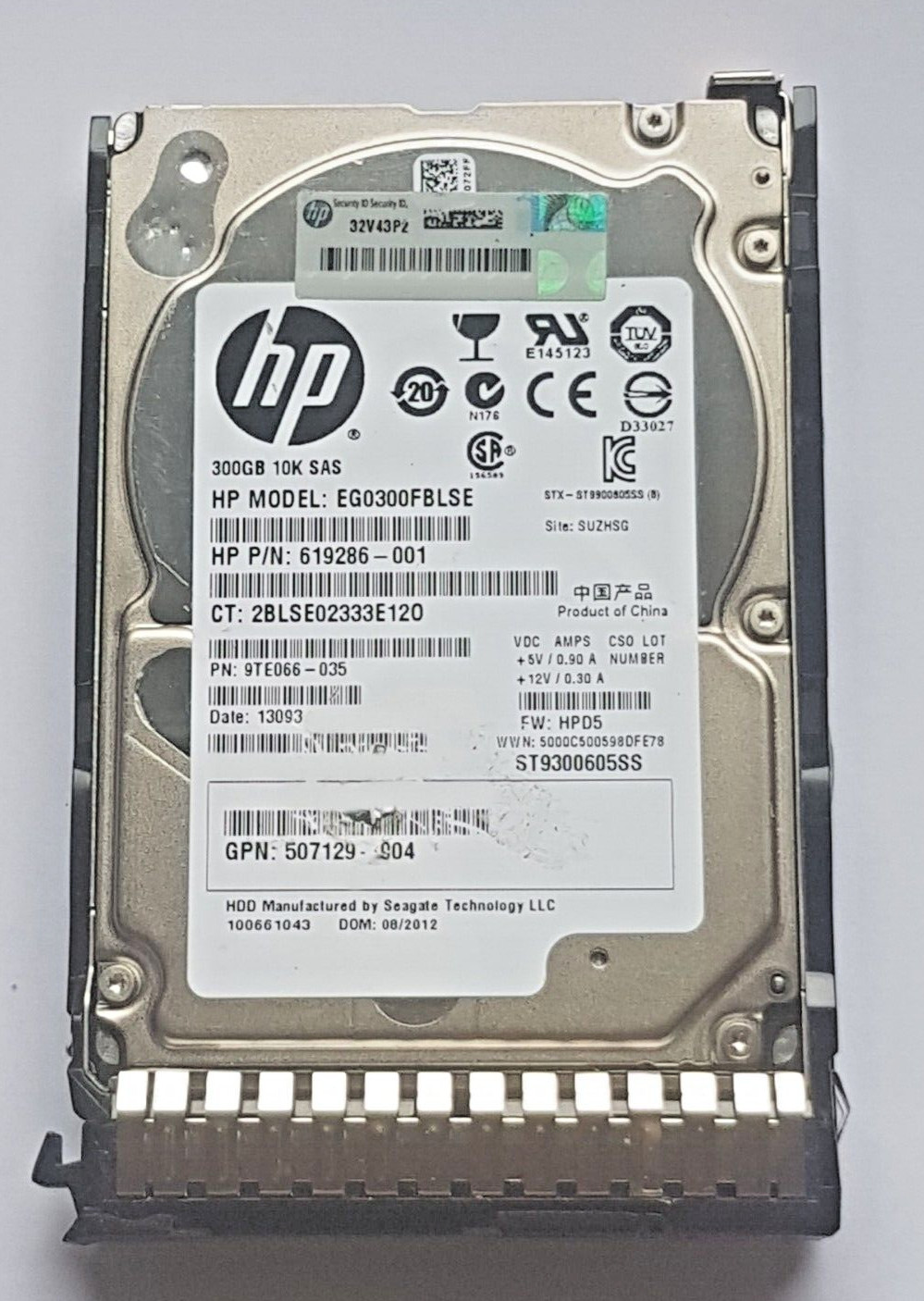 300 GB SAS HP EG0300FBLSE 10000 RPM 32MB HDD 2.5" internal hard drive + caddy