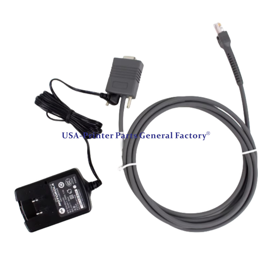 6FT RS232 Serial Cable & AC Power Adapter Fit For Motorola Symbol LS2208 Scanner