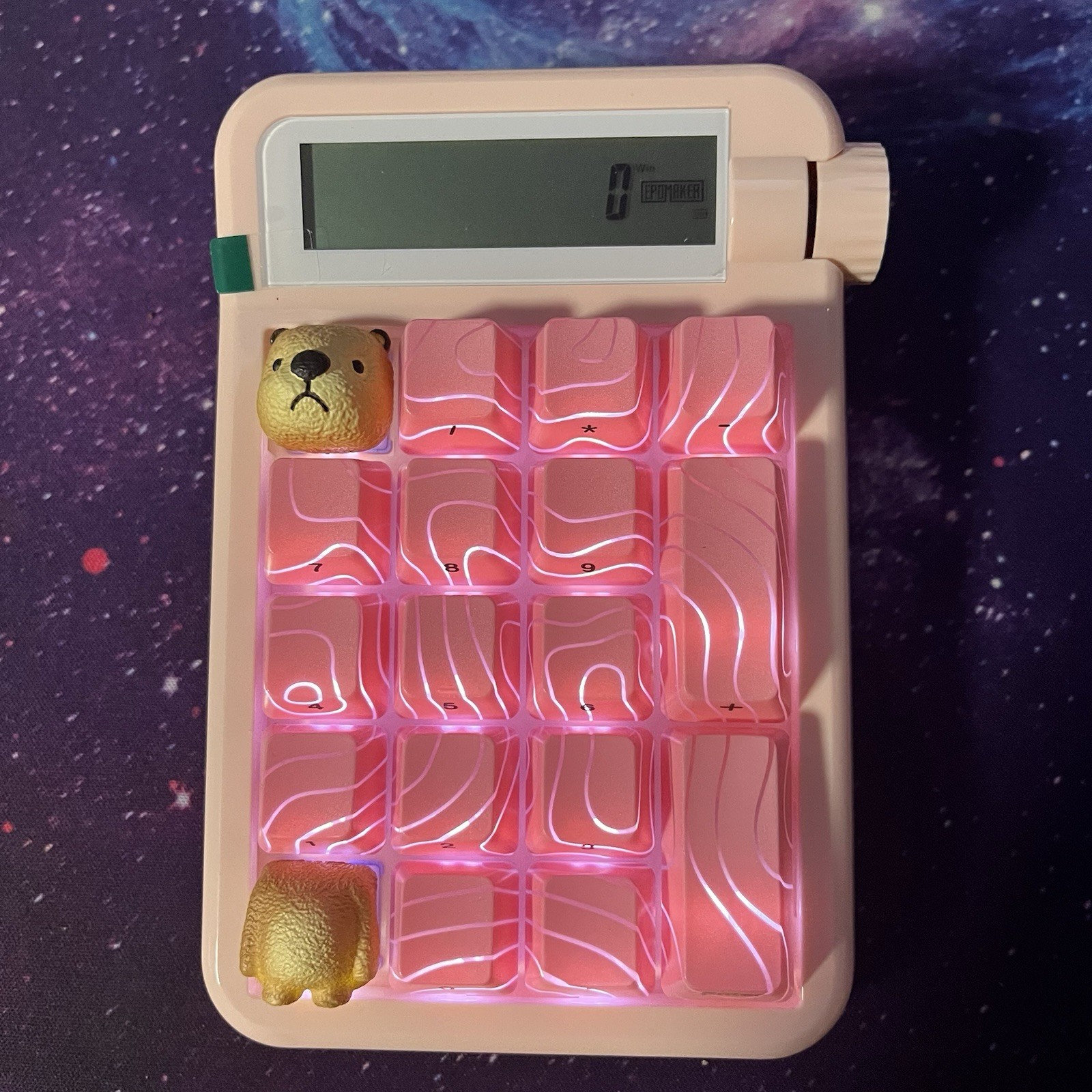 Cypher Custom Pink 3D Printed Teddy Bear Wireless Bluetooth Keypad/Calculator