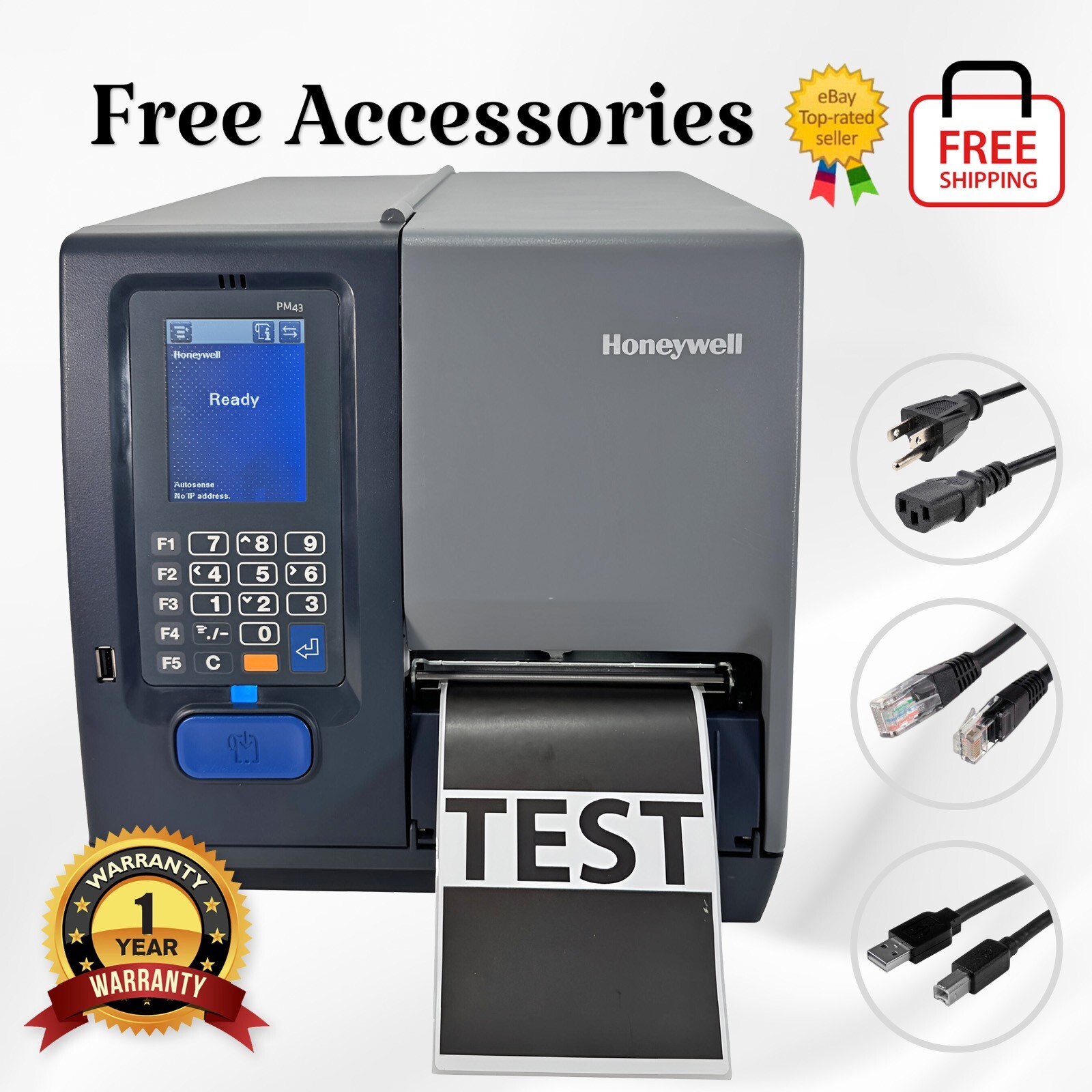 Honeywell PM43 Thermal Transfer Label Printer Rewind USB LAN Serial 1YR WARRANTY