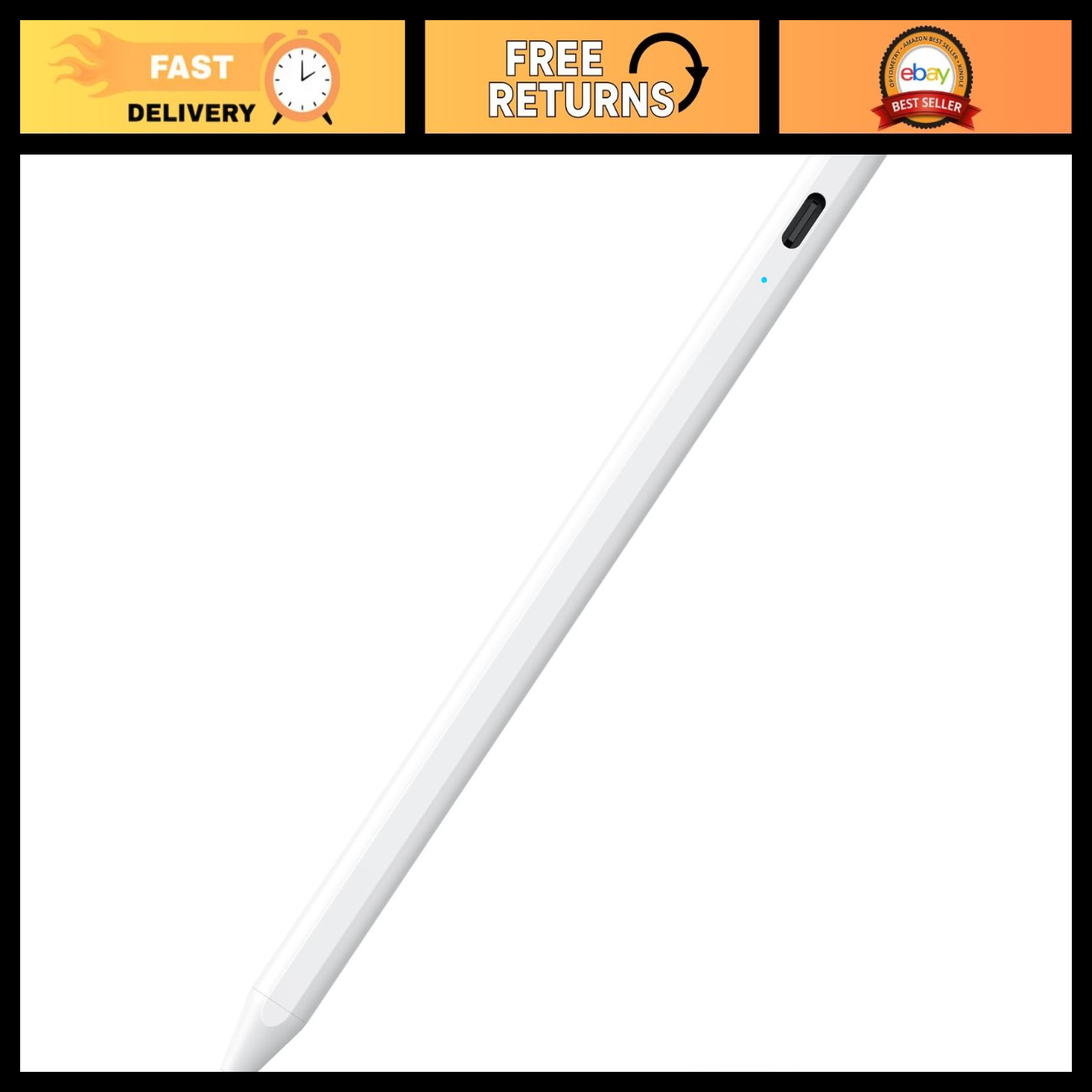 Stylus Pen for iPad 6-11th Gen, 2X Fast Charge, Palm Rejection, White Color