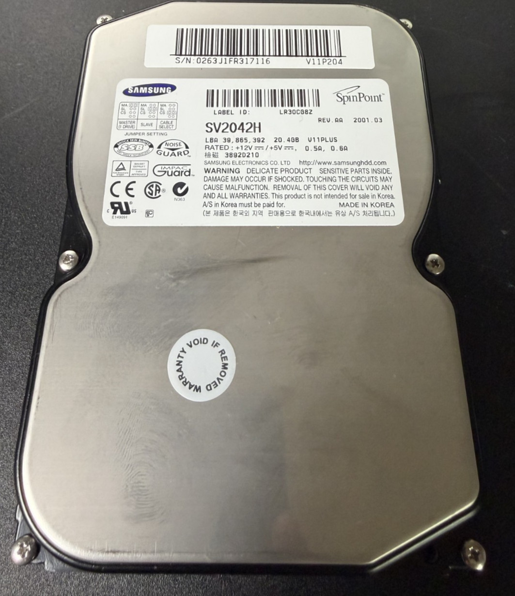Samsung SpinPoint  SV2042H 20.4GB 3.5" IDE Hard Drive Tested
