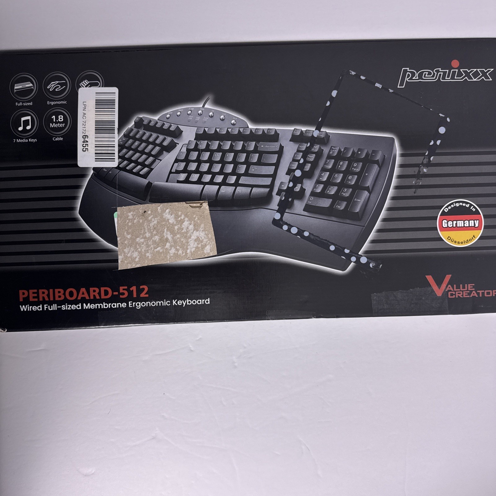 Perixx Keyboard PERIBOARD 512 USB Wired Full-Size Ergonomic Works Black
