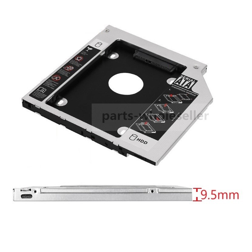 2nd HDD SSD Hard Drive Caddy Bracket for Universal 9.5mm SATA Optical Drive Slot