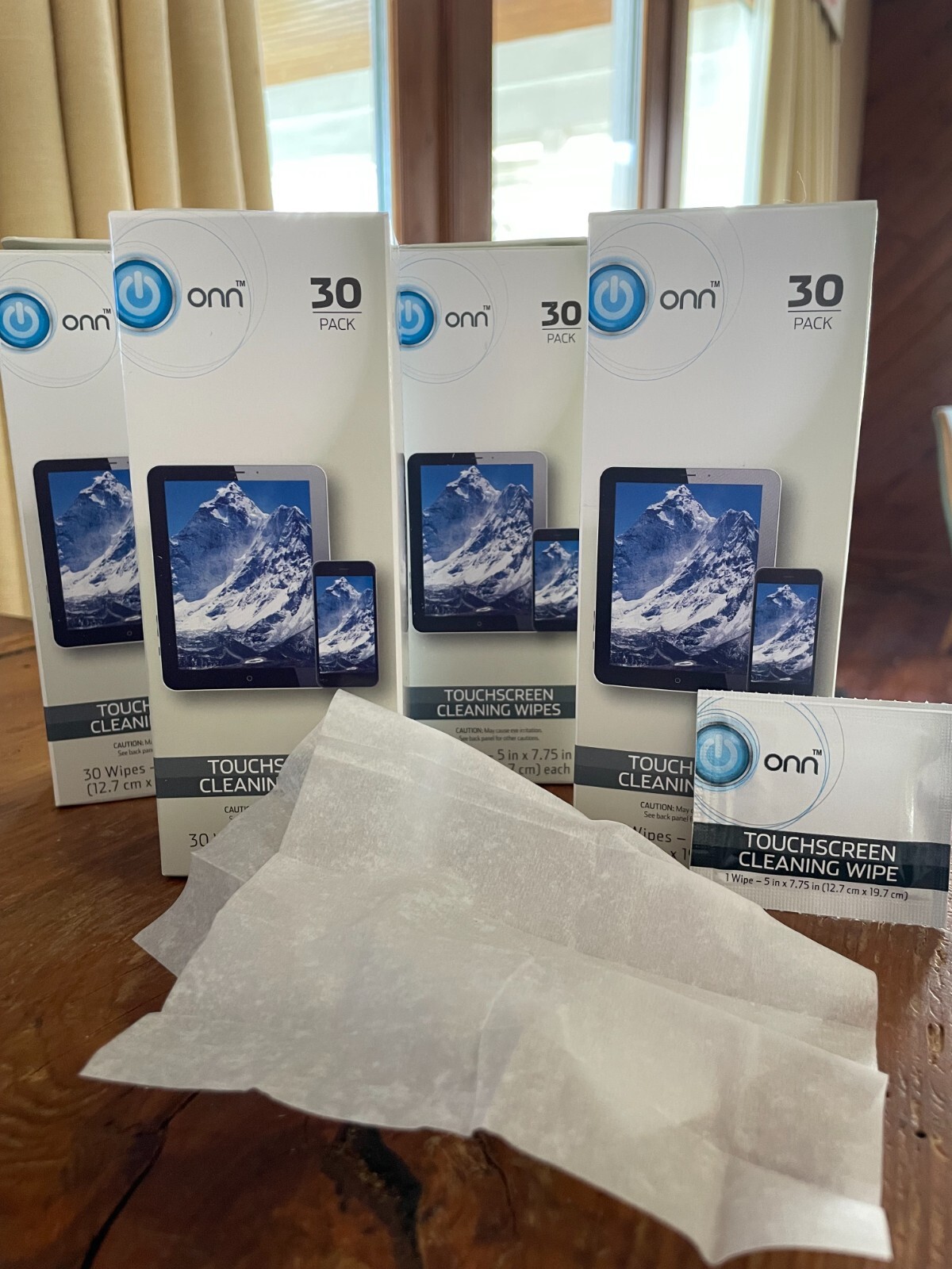 ONN Touchscreen Cleaning Wipes 4 Packs 30 Wipes Each