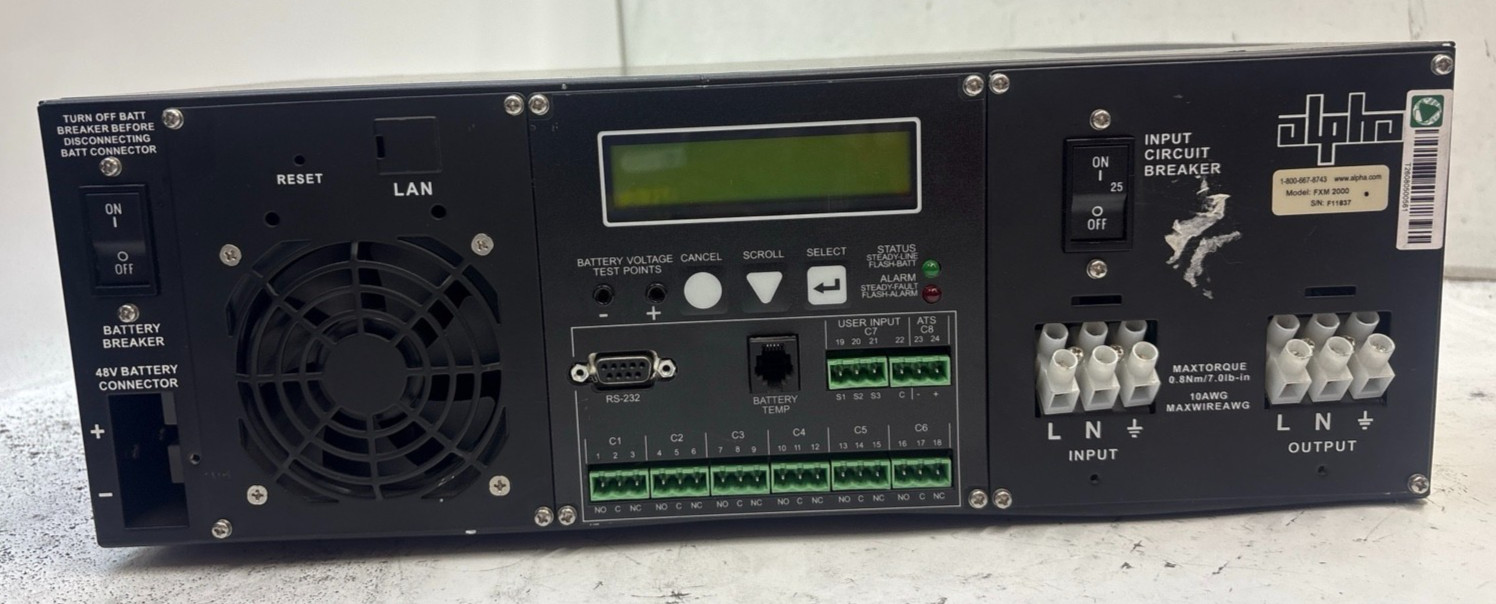 Alpha Technologies FXM-1100 FXM1100 Rugged UPS Module 48 VDC 120 VAC t8a11