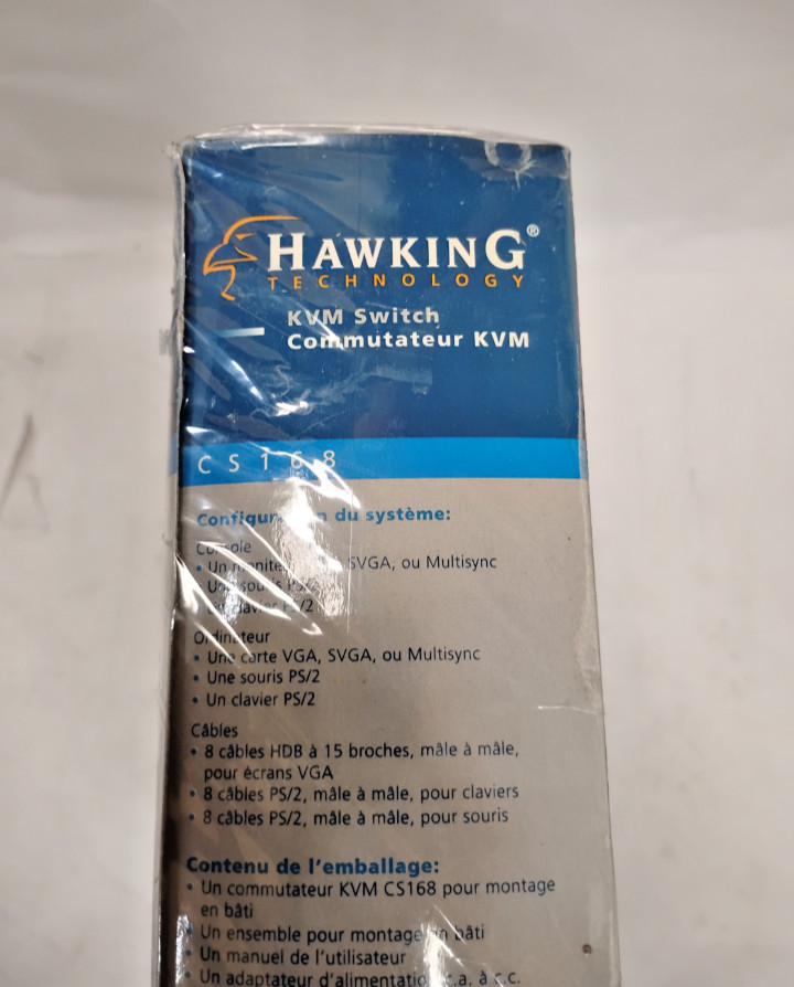 Hawking Technology CS168 8-Port Rack Mount KVM Switch Sealed Box