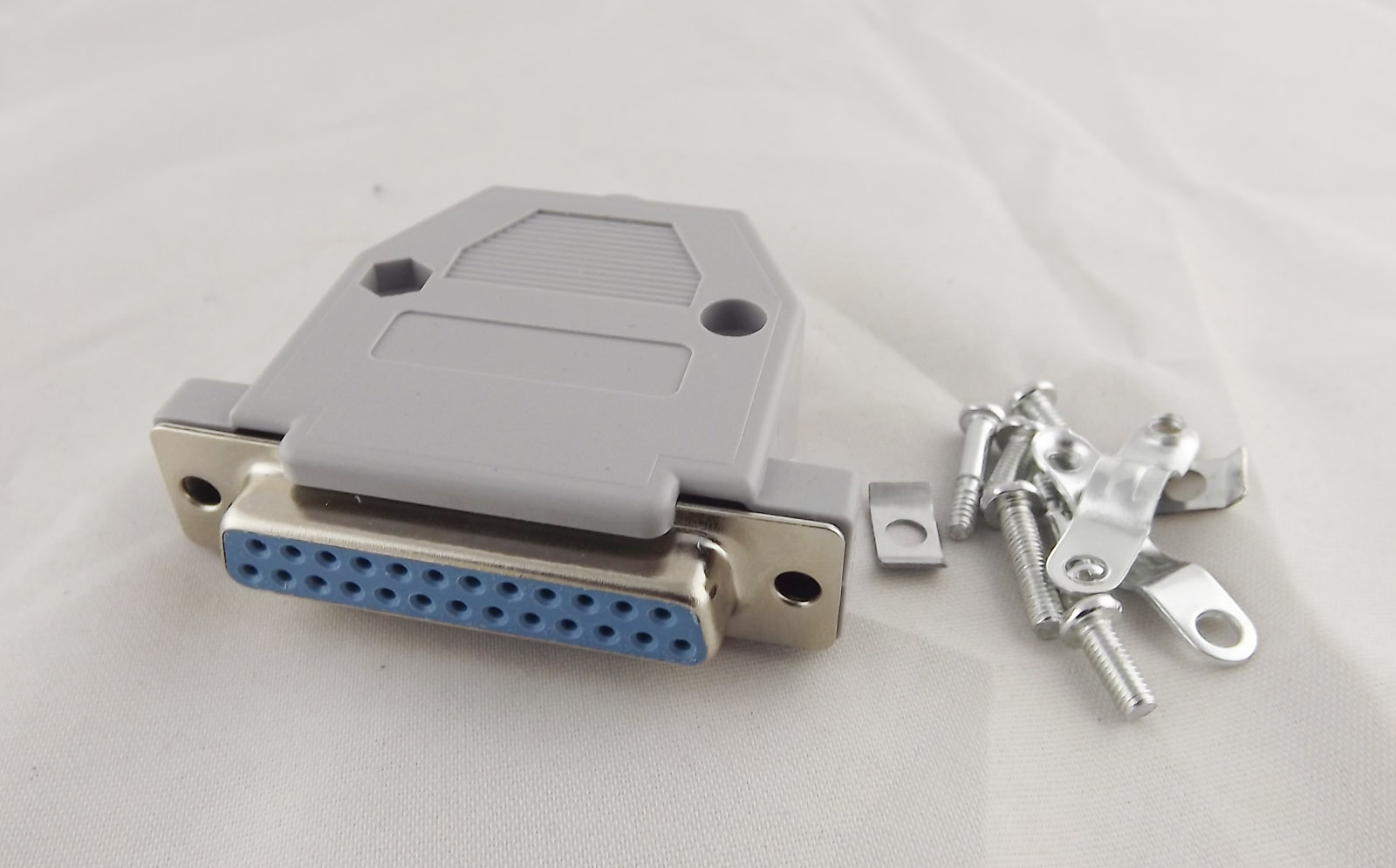 1pcs DB25 Female 25 Pin 2 Rows D-Sub Connector Grey Plastic Hood Cover Backshell