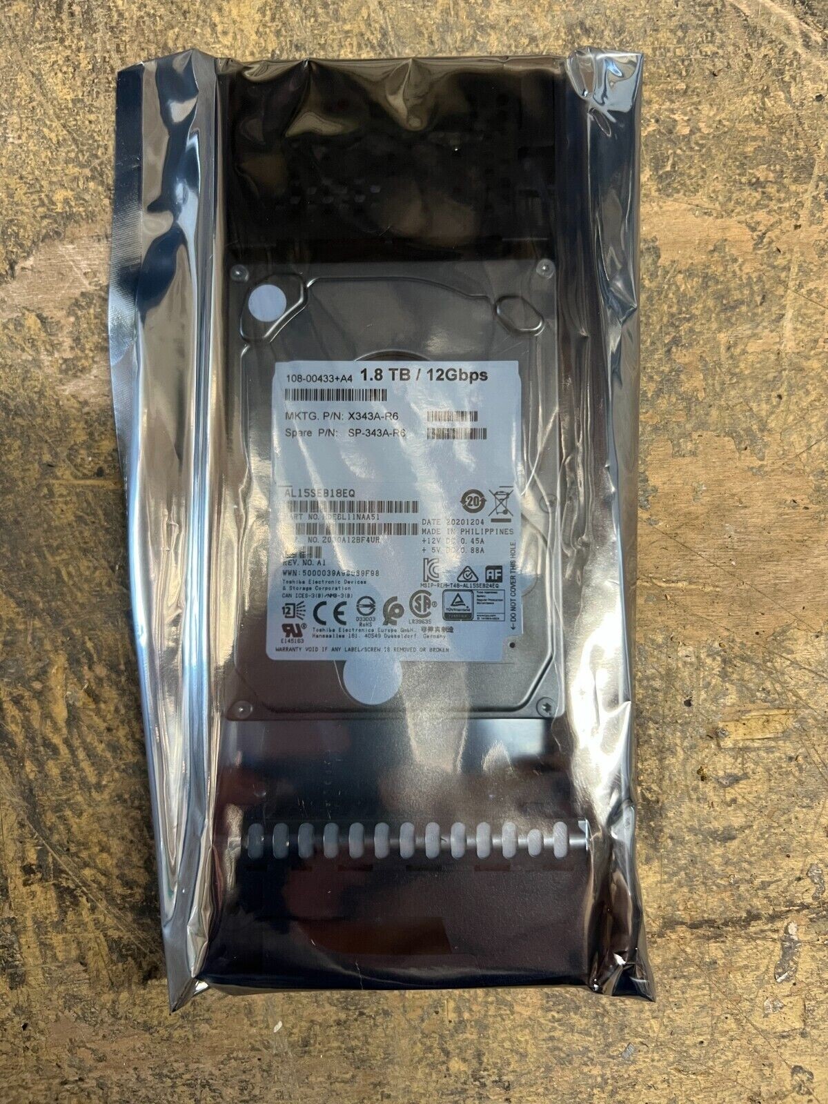 FOR NetApp X343A-R6 1.8T 10K 12Gbps SAS 2.5" HDD Hard Drive 108-00433 DS224C