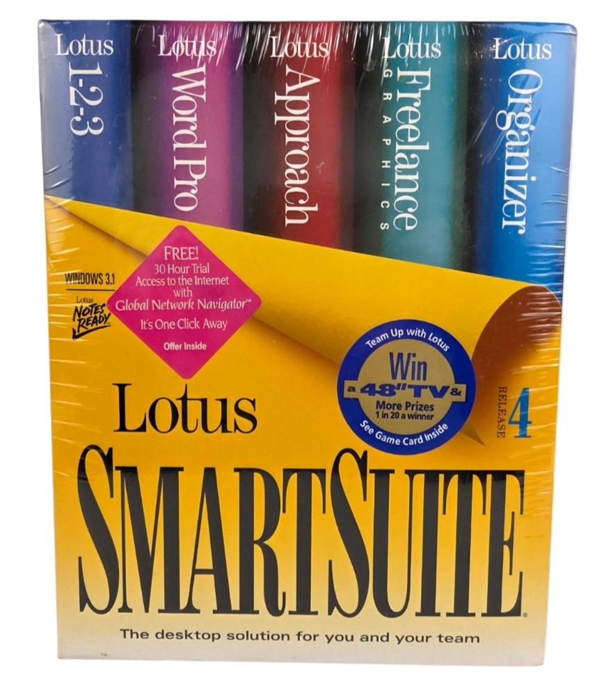 Vintage Lotus SmartSuite 4.0 Windows 3.1 3.5 Floppy Big Box NEW Sealed