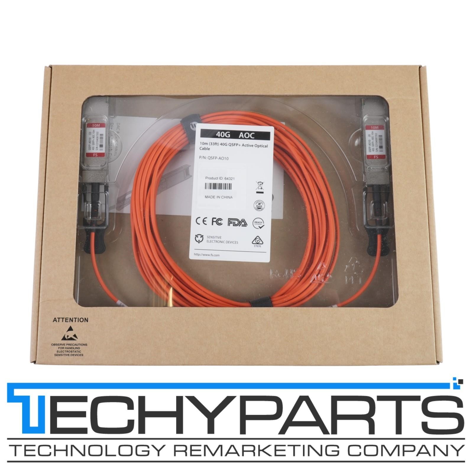 NEW FS 10m (33ft) 40GBps QSFP+ Active Optical Cable QSFP-AO10