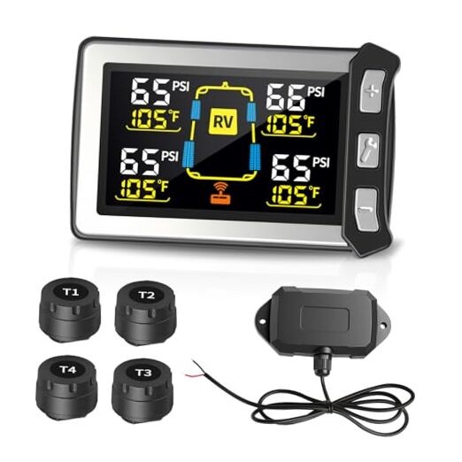 RV Tire Pressure Monitoring System, Gen 2 Tire Pressure Monitor with 4 Sensors