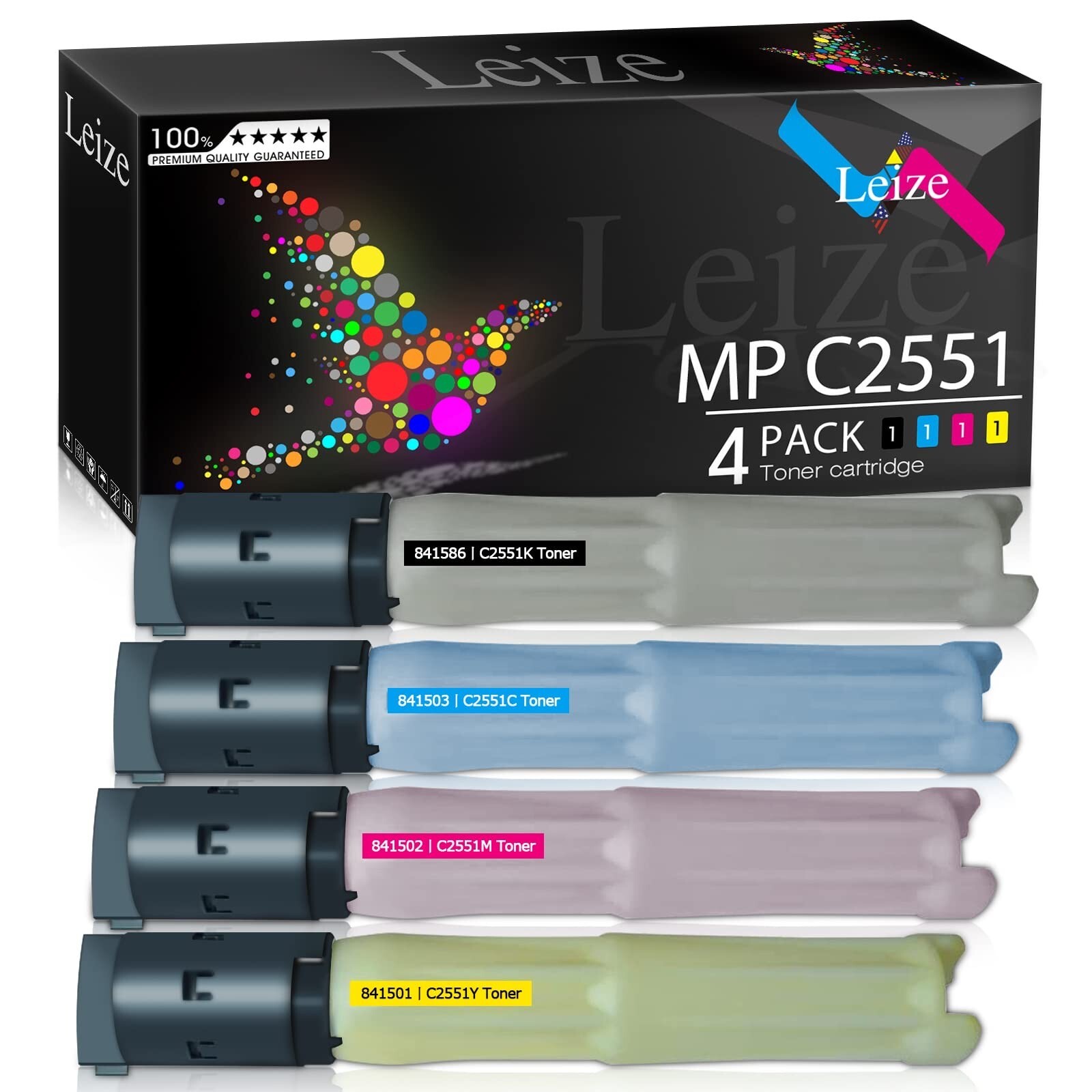 ** NEW Ricoh Toner | C2551 | Black / Color | With Chips | Compatible | 4-Pack
