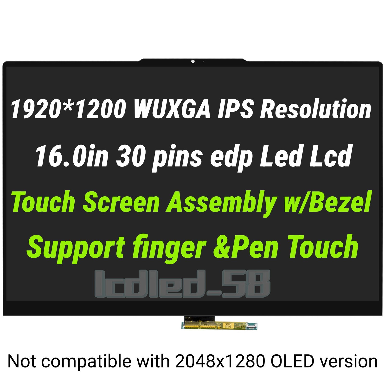Lcd Touch Screen For Lenovo IdeaPad 5 2-in-1 16IRU9 83DU 16.0" WUXGA 5D10S40105