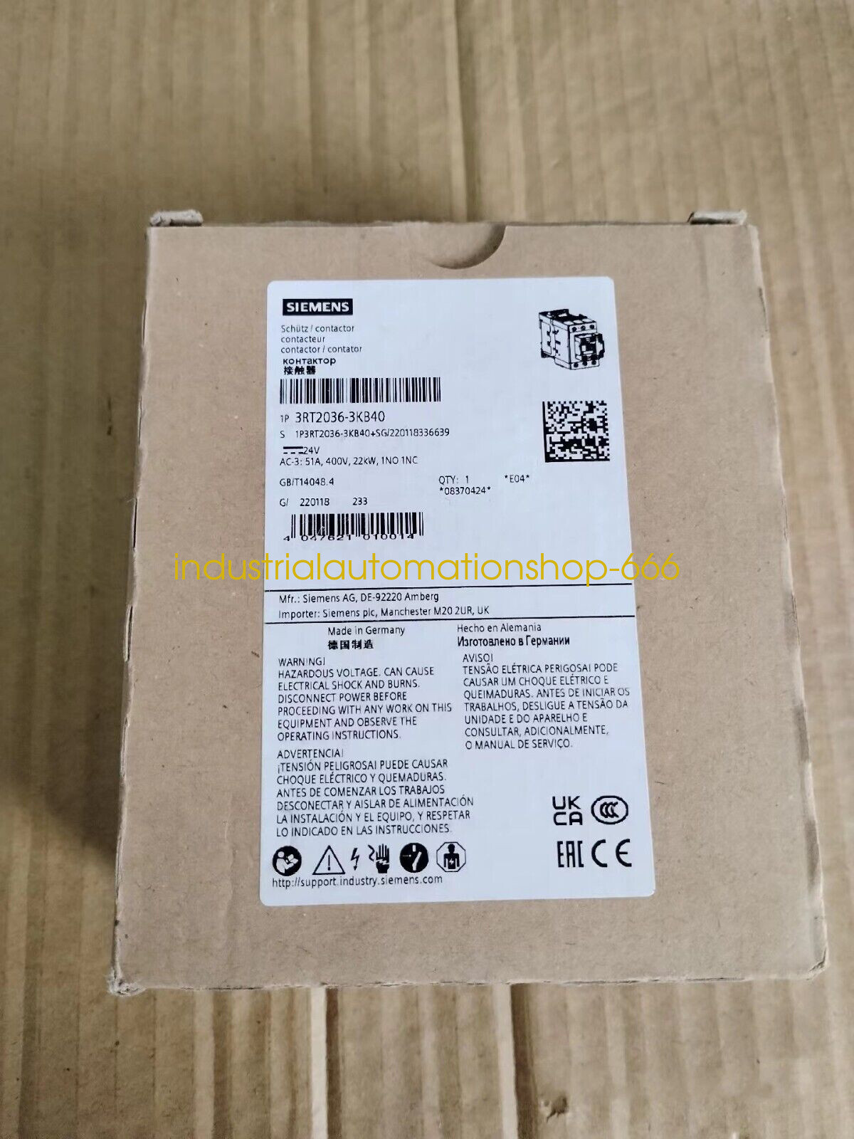 1PCS NEW 3RT2036-3KB40 contactor Via DHL or FedEX