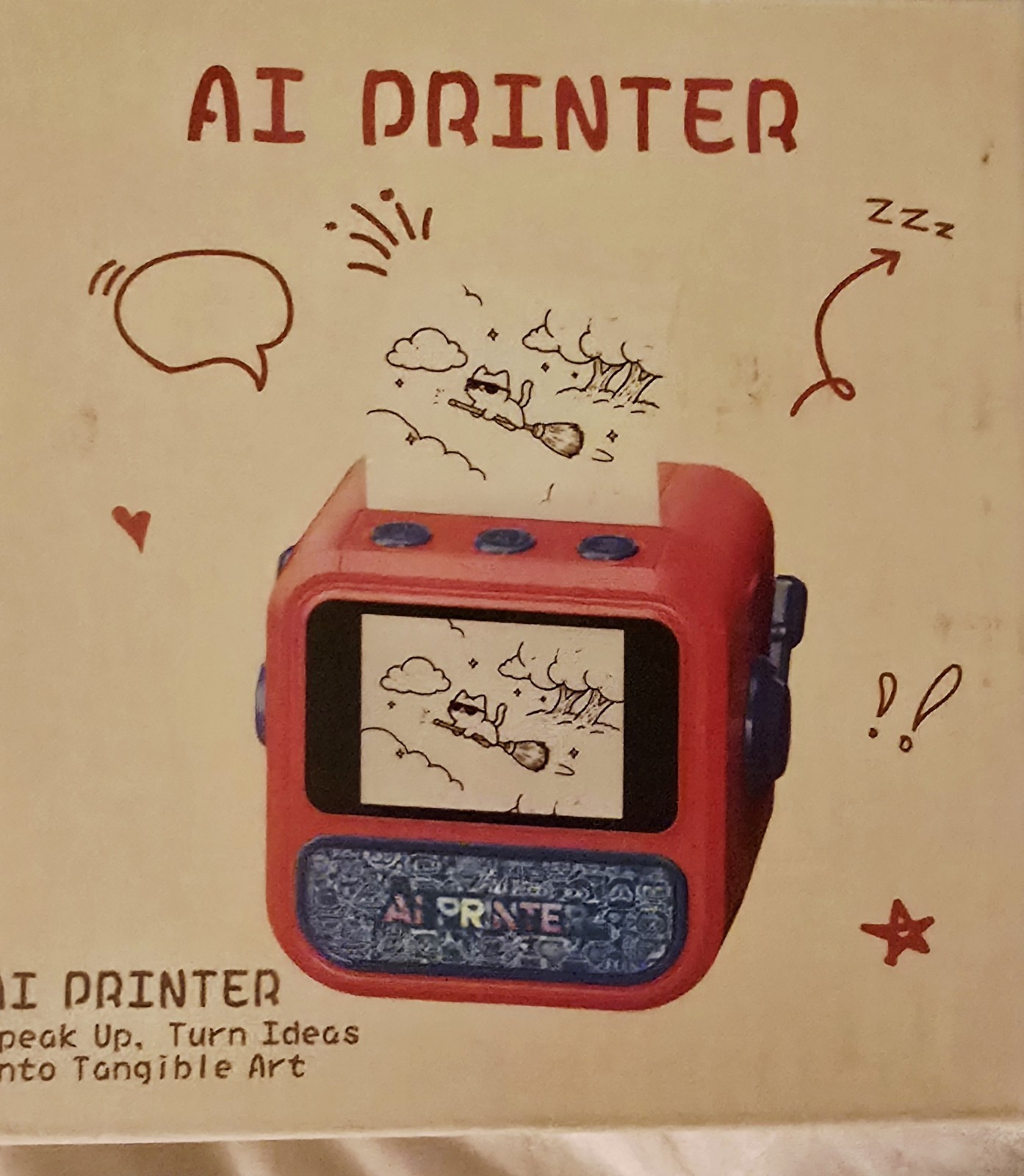 AI Sticker Printer for Kids, Voice-To-Print Mini Thermal Printer, Inkless Portab