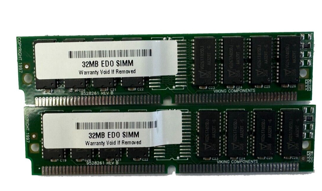 64MB 2X32MB 72 PIN SIMM NON PARITY EDO 60ns 5v Low Density PC MEMORY RAM G1N