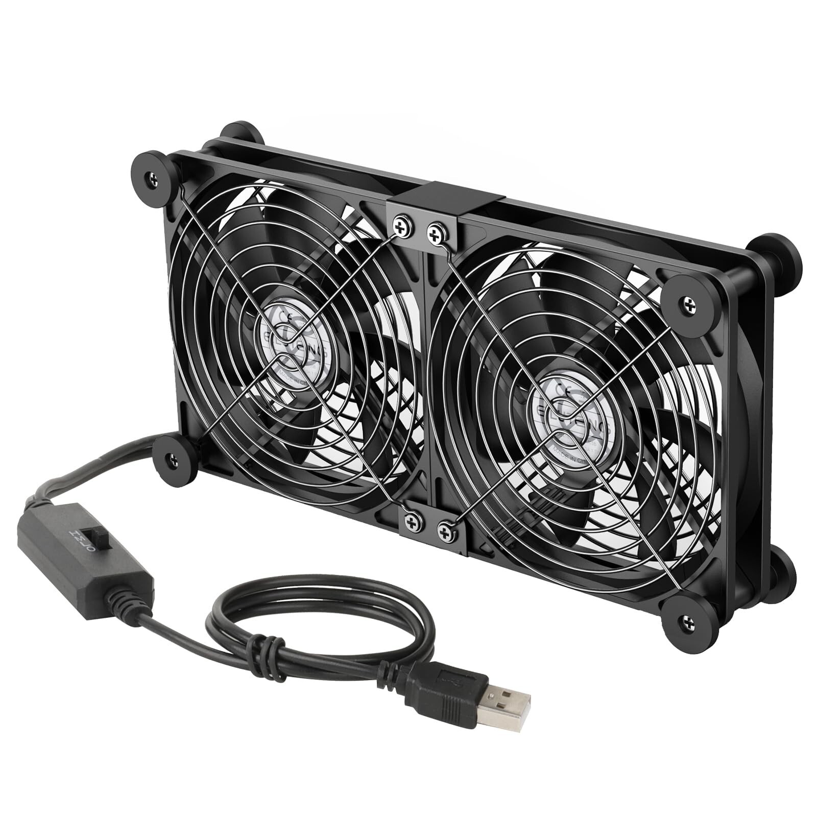 ELUTENG Dual AC USB Computer Fan 140mm USB Fans for Cooling 3 Speed Control 1...