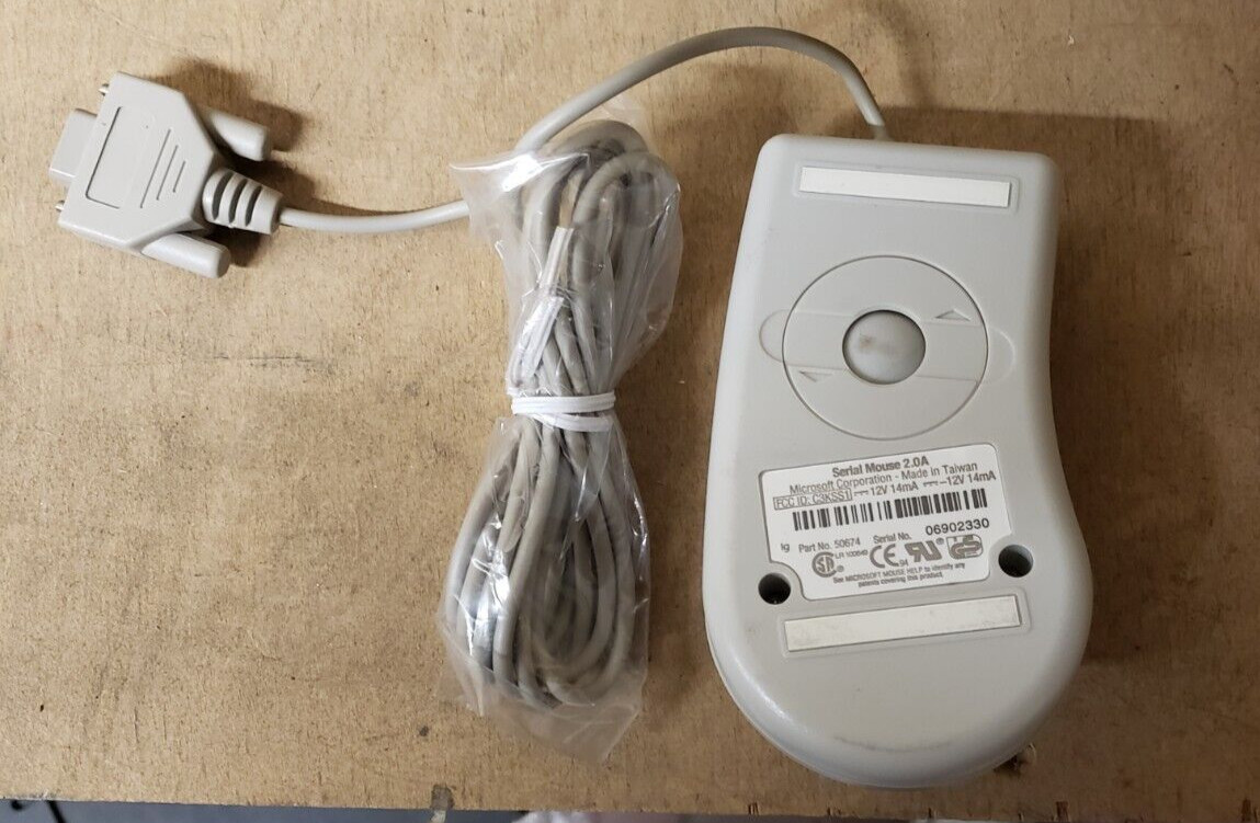 Vintage Microsoft Serial 2.0 Comfort 2 Button Mouse 50674  Db9 Genuine Rare