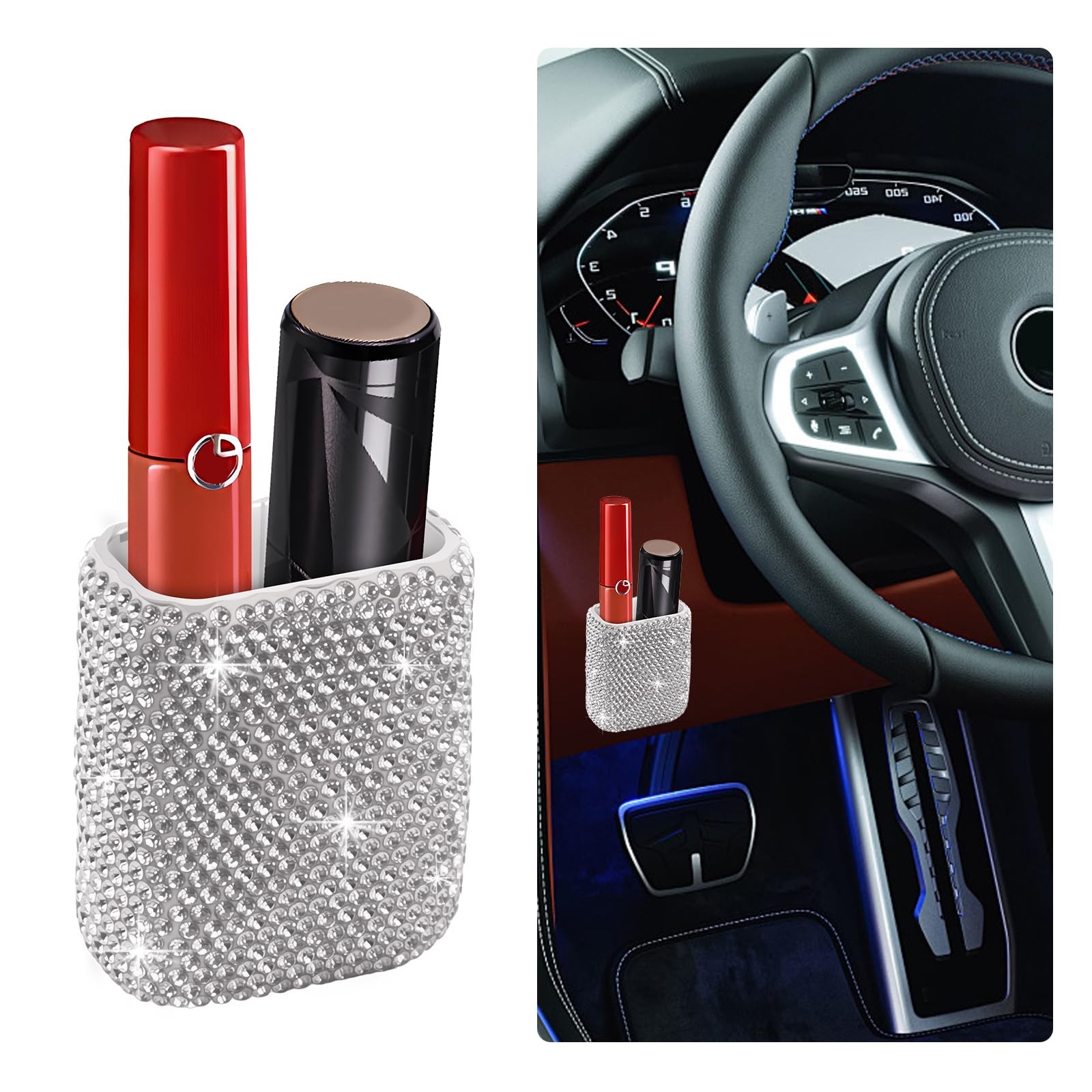 Bling Chapstick Holder for Car with Rhinestone,Portable Car Chapstick Holder ...