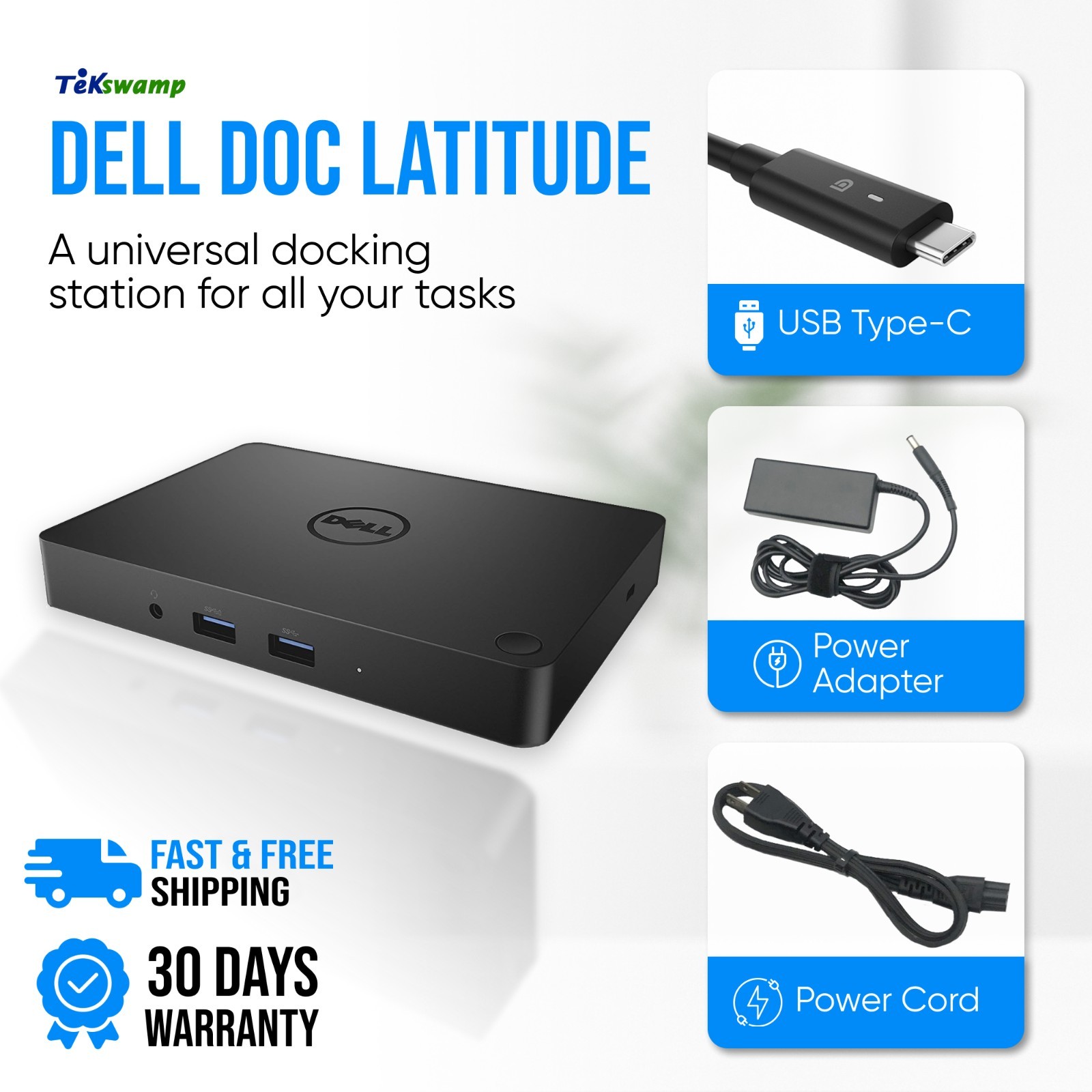 Dell Thunderbolt USB-C Dock Station for Latitude 3550 3590 5430 w/ 130W Adapter