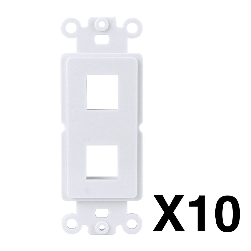 2-Port Single Gang Keystone Decora Style Insert Strap (White, 10 Pack)