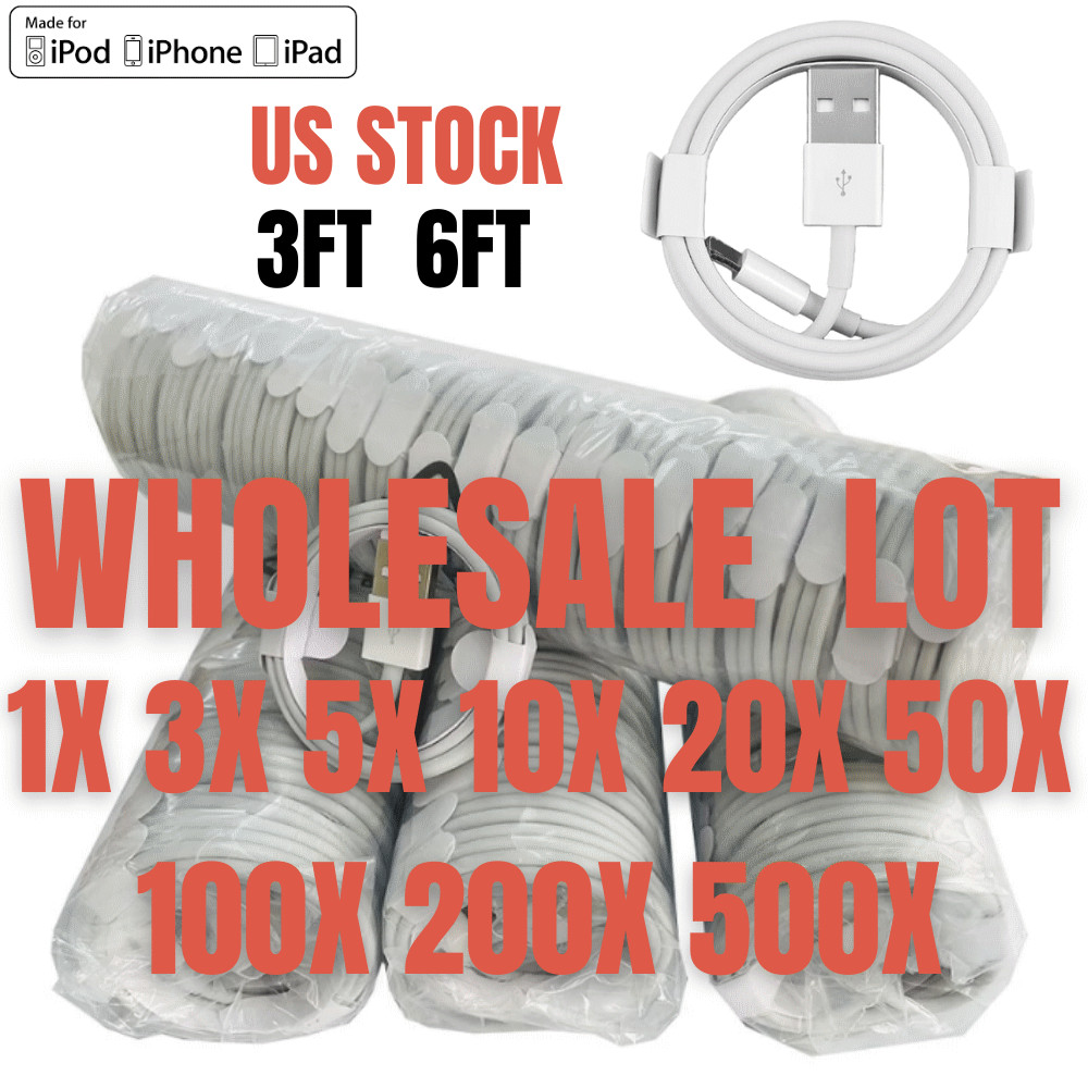 500X Wholesale Lot USB Charger Cable For Apple iPhone 7 8 XR 12 13 Charging Cord