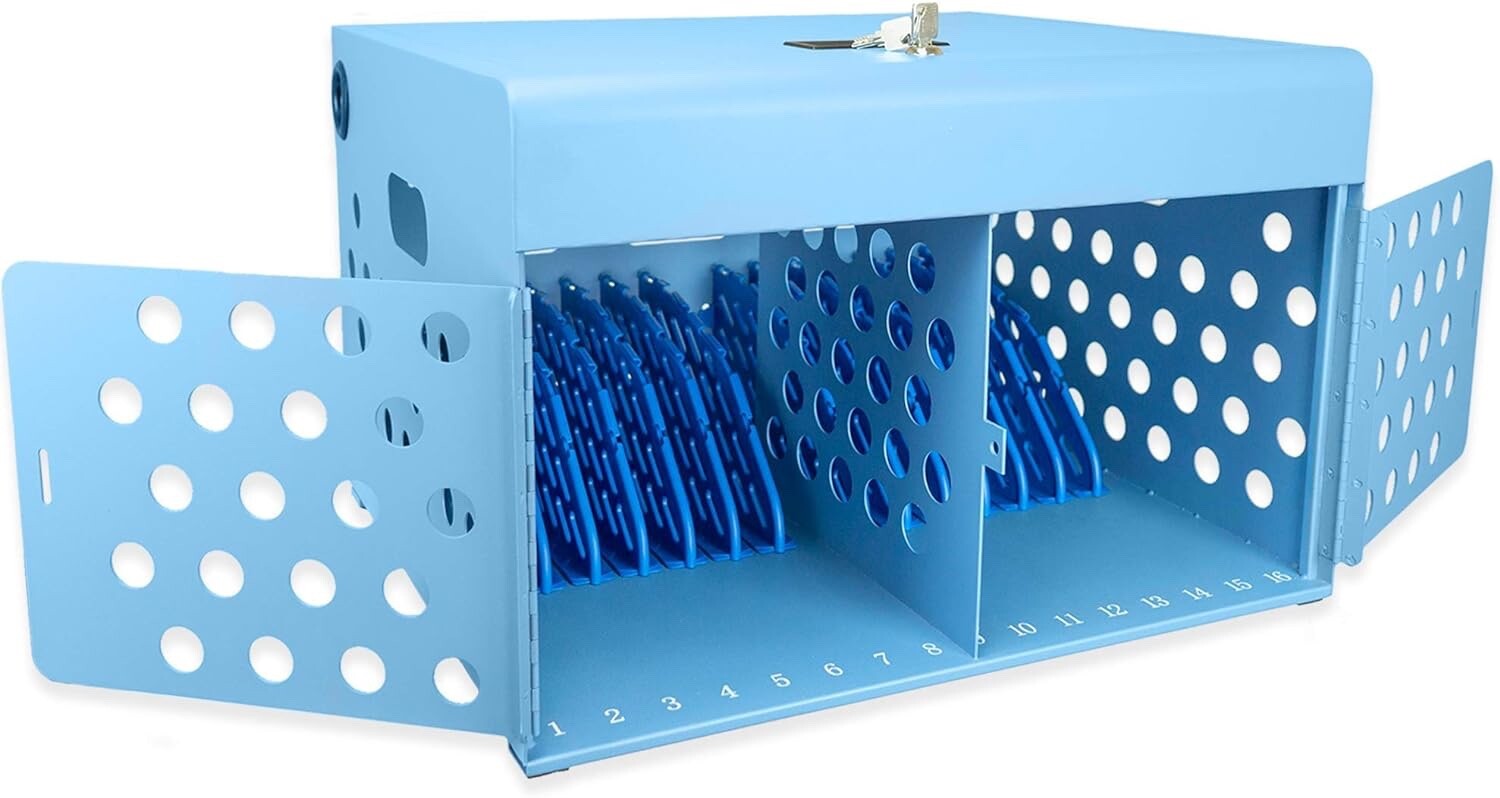 16-Device Charging Station for Laptops & Tablets, Wall-Mount Charging Cabinet