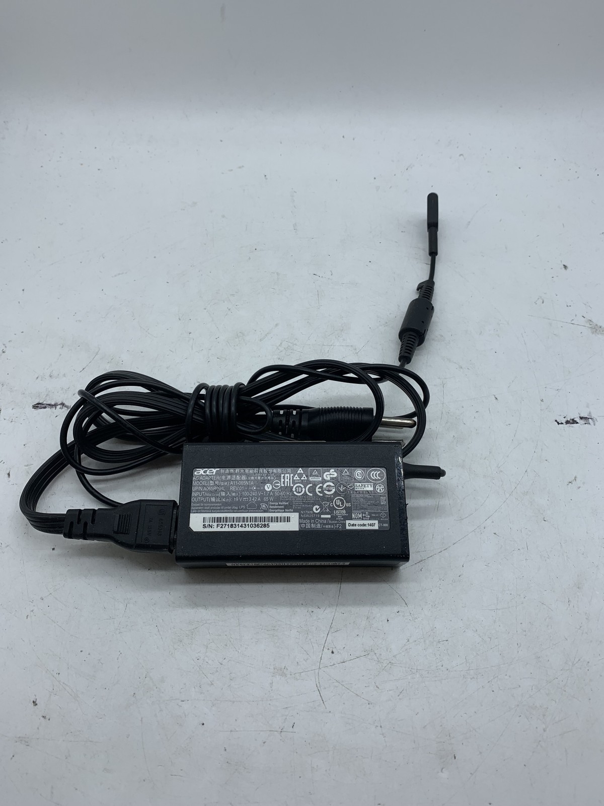 Acer A11-065N1A 19V 3.42A 65W Laptop AC Power Adapter ~ 