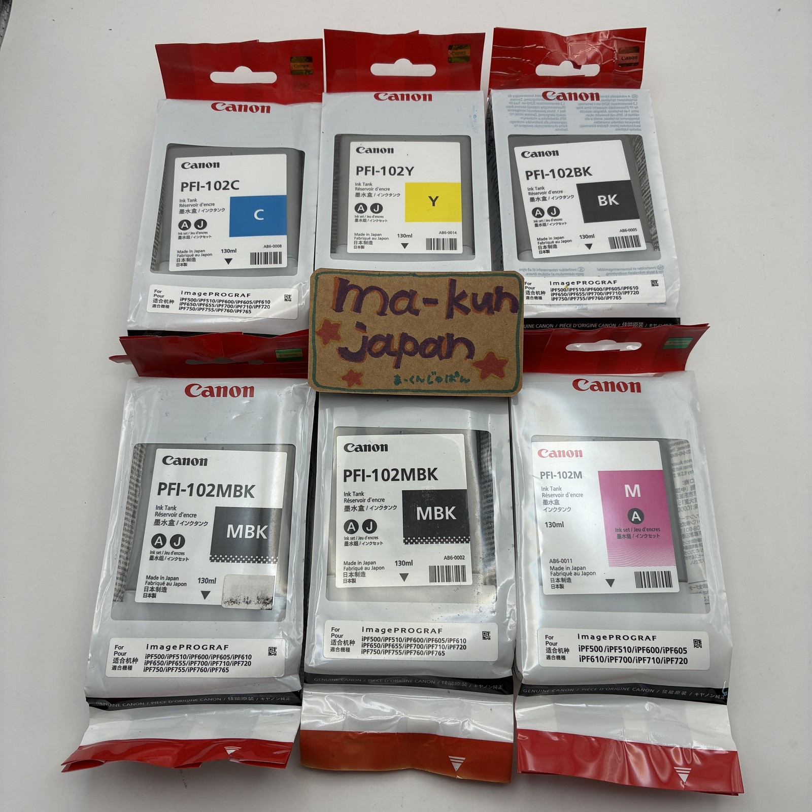 Canon PFI-102 Ink 6 Pack Set New Unopened for Printers - Perfect Gift/mj21