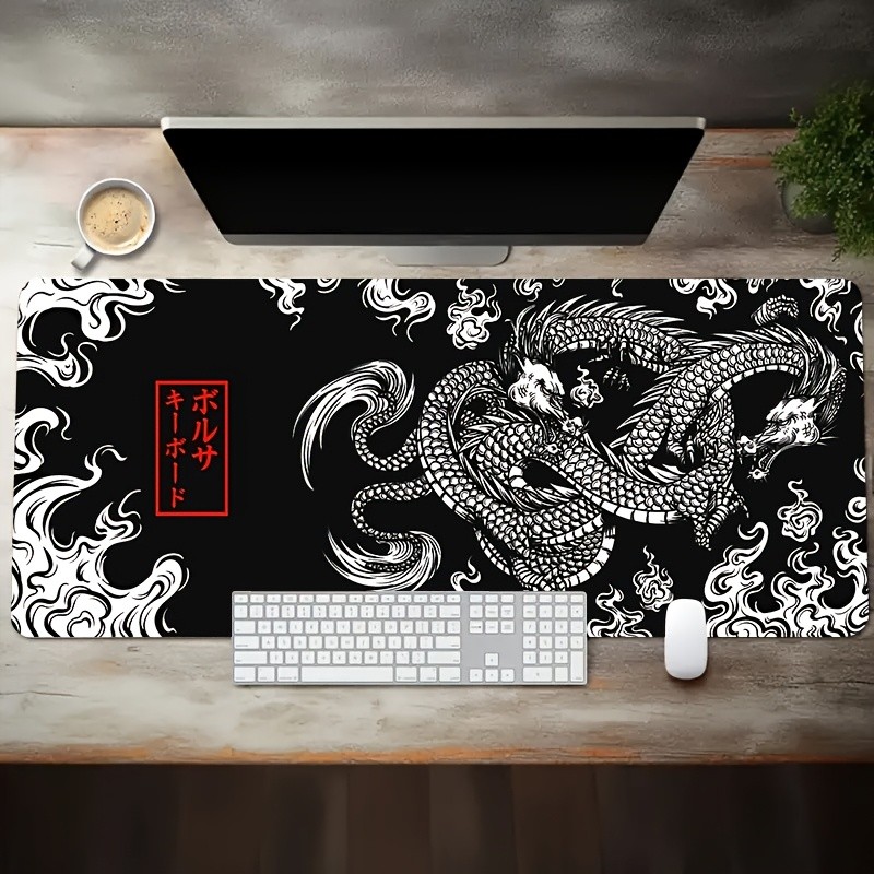 1pc Black Evil Dragon Extra Large Gaming Mouse Pad, 1.0 Inch High Definition K