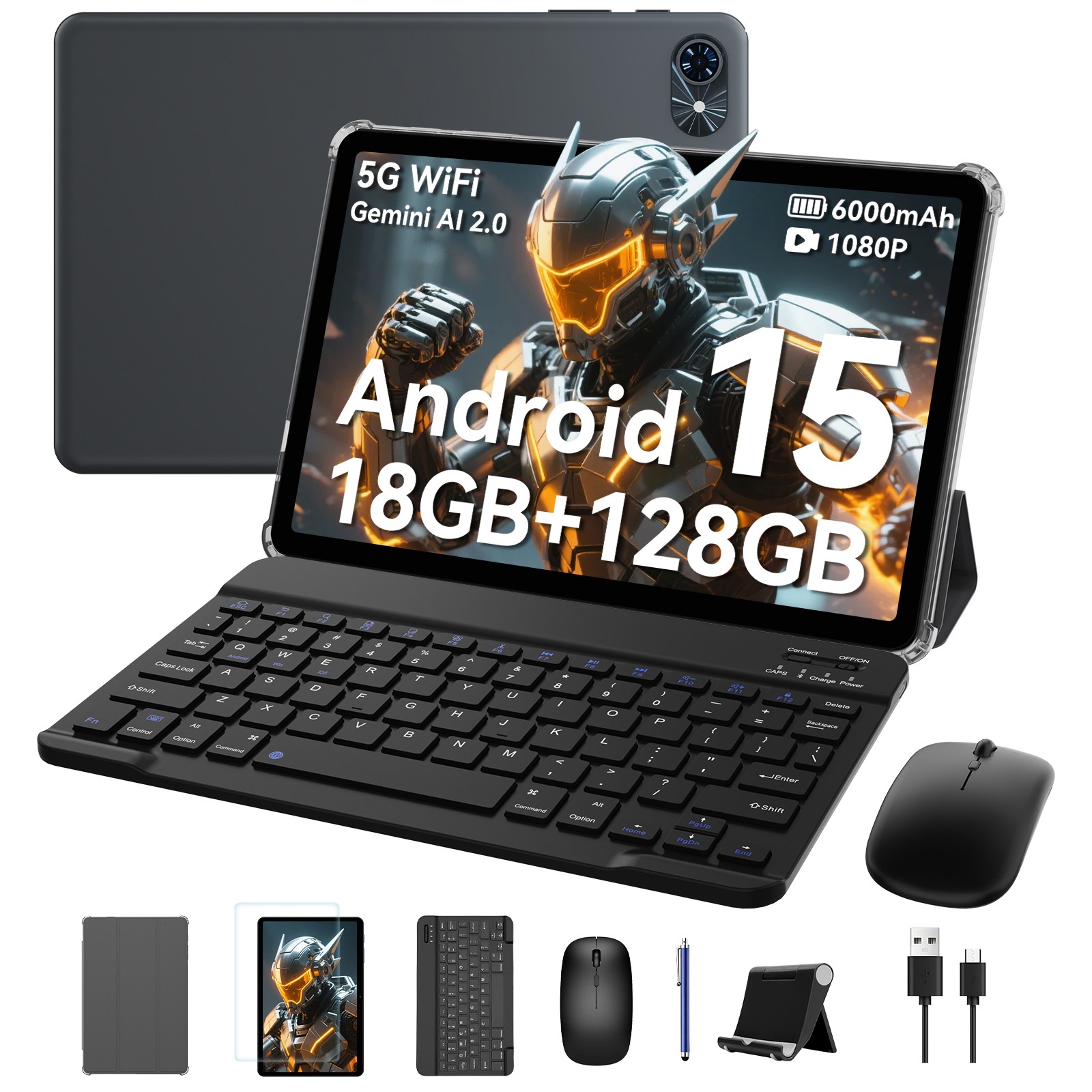 TABWEE T80 WiFi Tablet 10.1 Inch Android 15 18GB+128GB/2TB 6000mAh Gemni AI GPS
