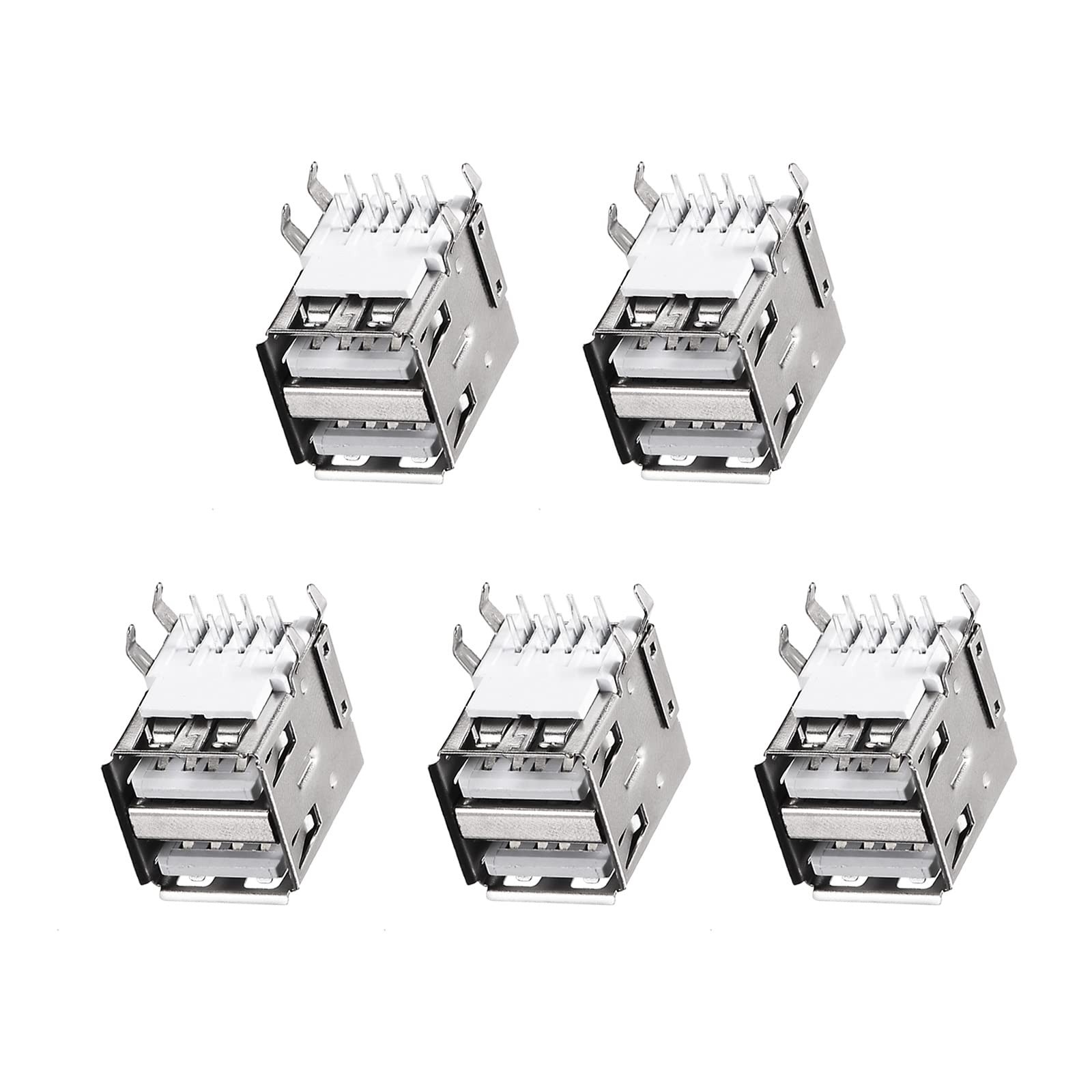 5pcs USB PCB socket type-A 8pin 1.5A silver black - 1- good feature