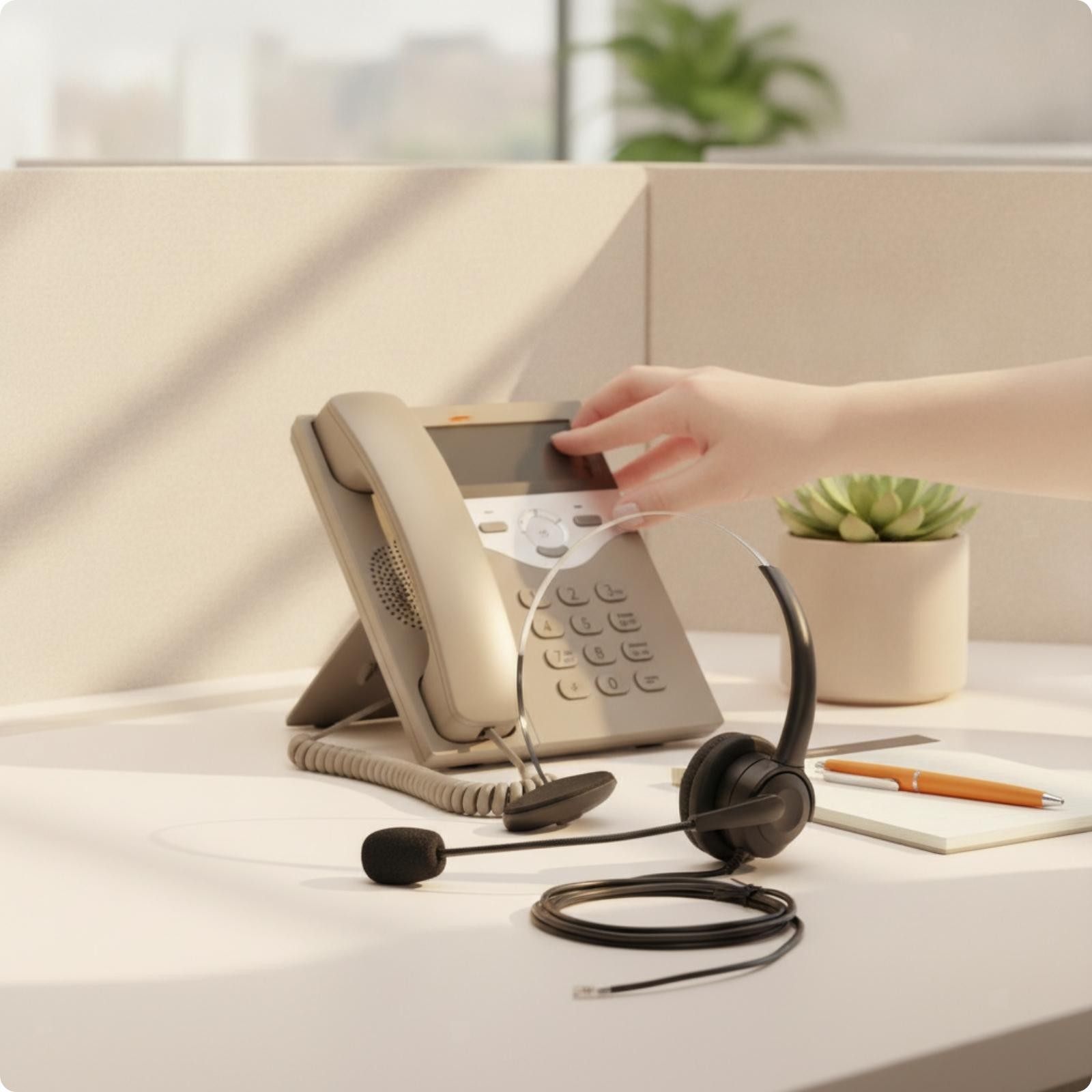 Headset with Adjustable Arm Mic Ergonomic for Offices, Workstations