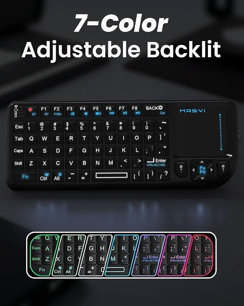 Dual Mode Ultra Mini Wireless (Bluetooth, 2.4Ghz) Black Keyboard & Touchpad NEW