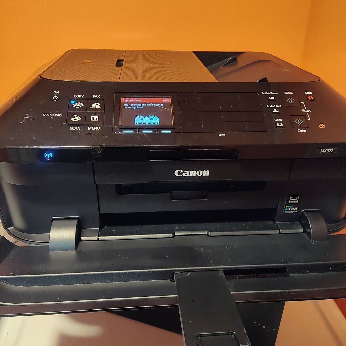 Canon PIXMA MX922 Wireless All-In-One Color Inkjet Printer Copier Scanner no ink
