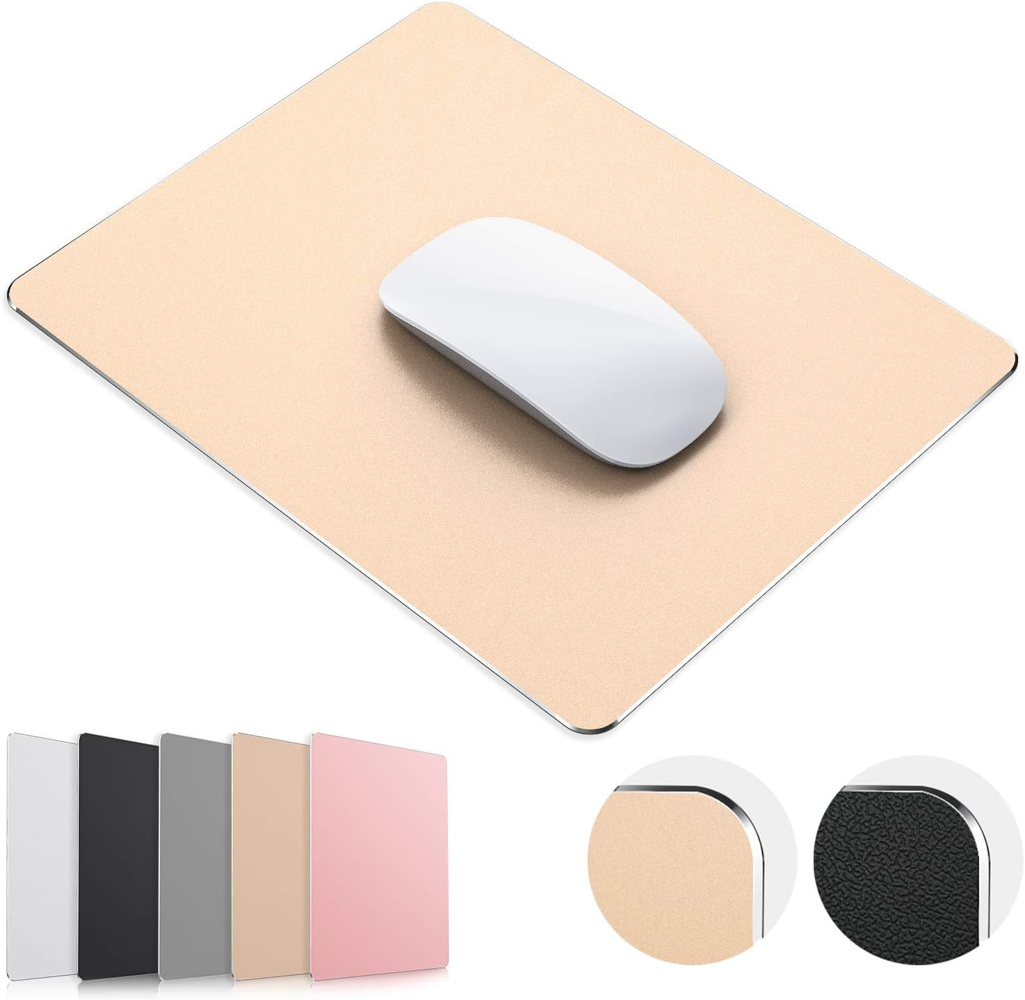JEDIA Mouse Pad, Gold Premium Hard Metal Aluminum 7.9L x 9.5W inches,