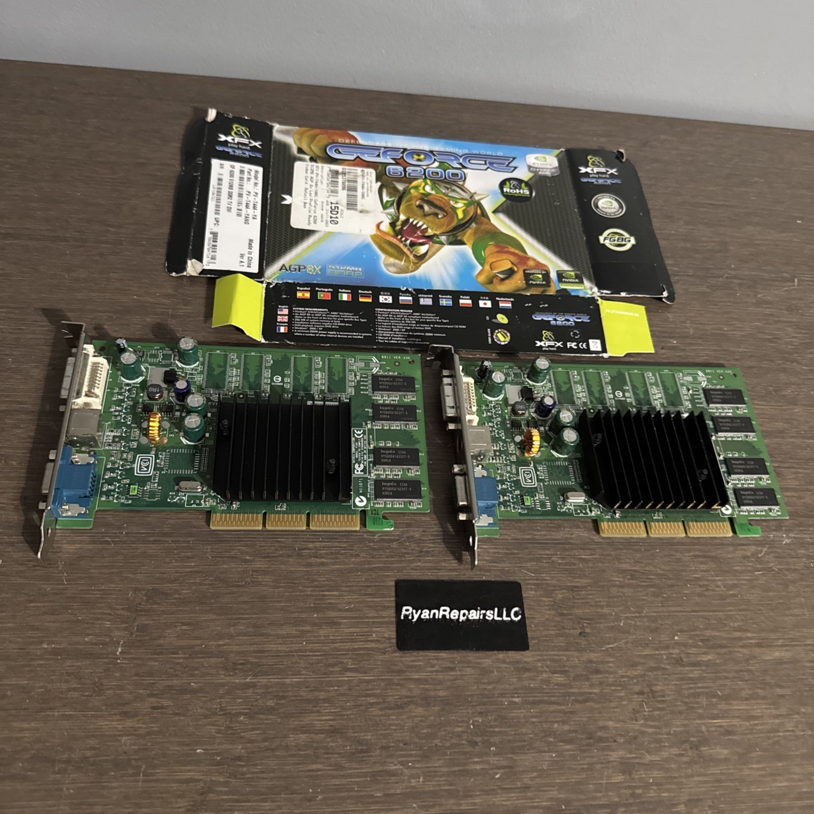 2x XFX NIVIDIA GeForce 6200 Low Profile 256mb Retro Graphics Cards WITH 1 BOX