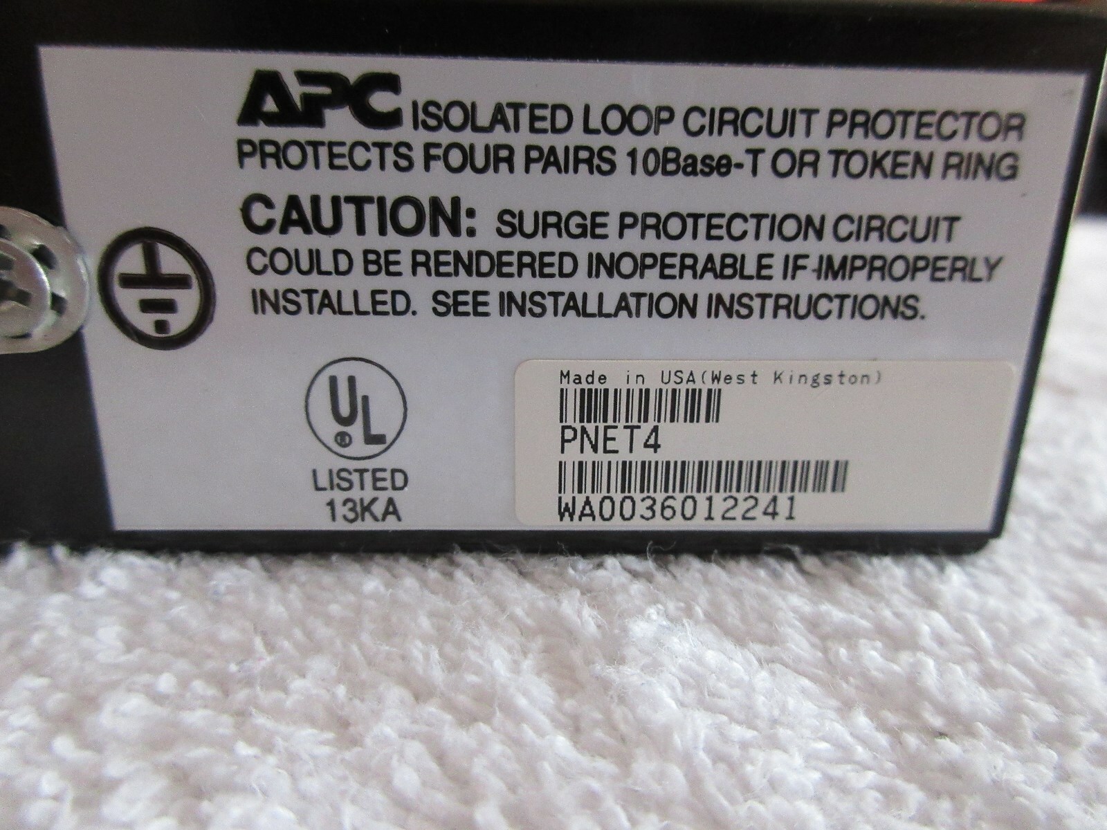 APC Isolated Loop Circuit Protector  Protects Four Pairs 10 Base-T or Token Ring