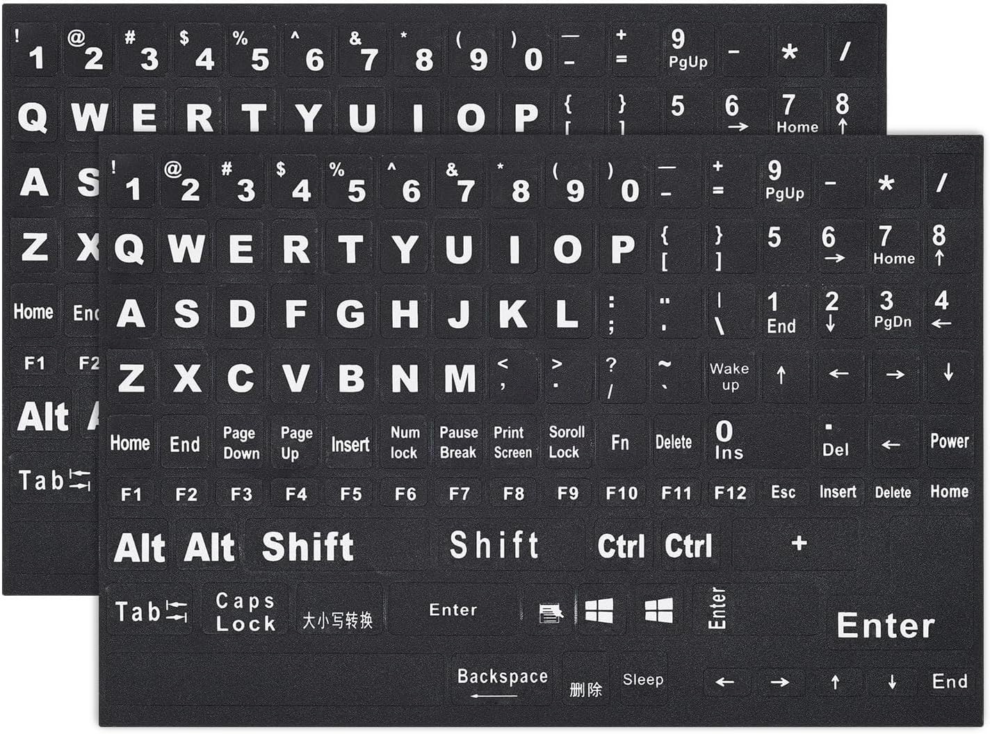 2PCS Large Print English Keyboard Stickers - Easy Apply Vinyl for All Keyboards