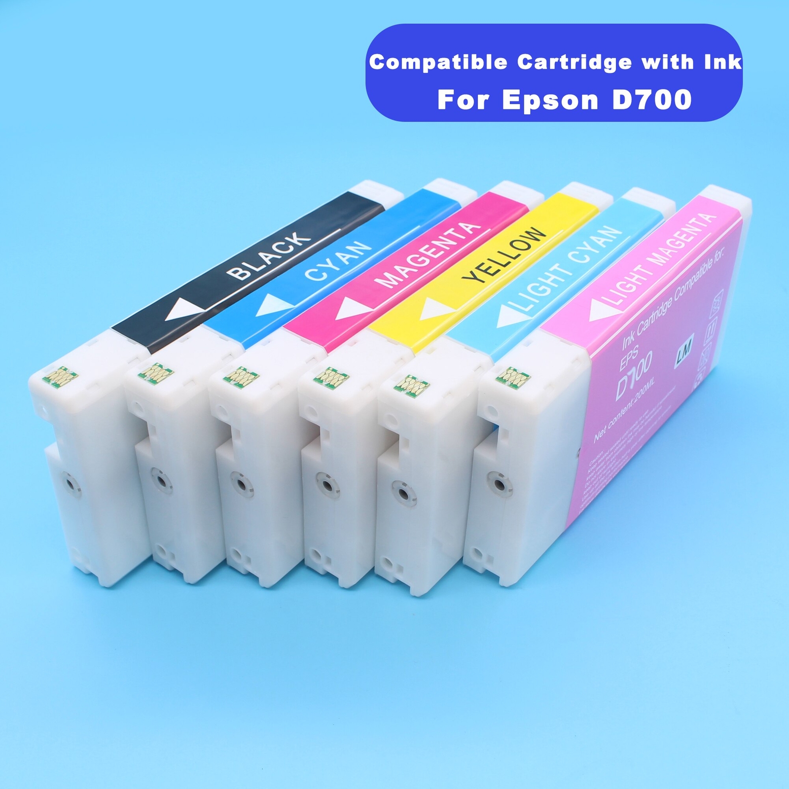 200ML/PC High Quality Vivid Color Ink Cartridge With Chip for Epson Surelab D700