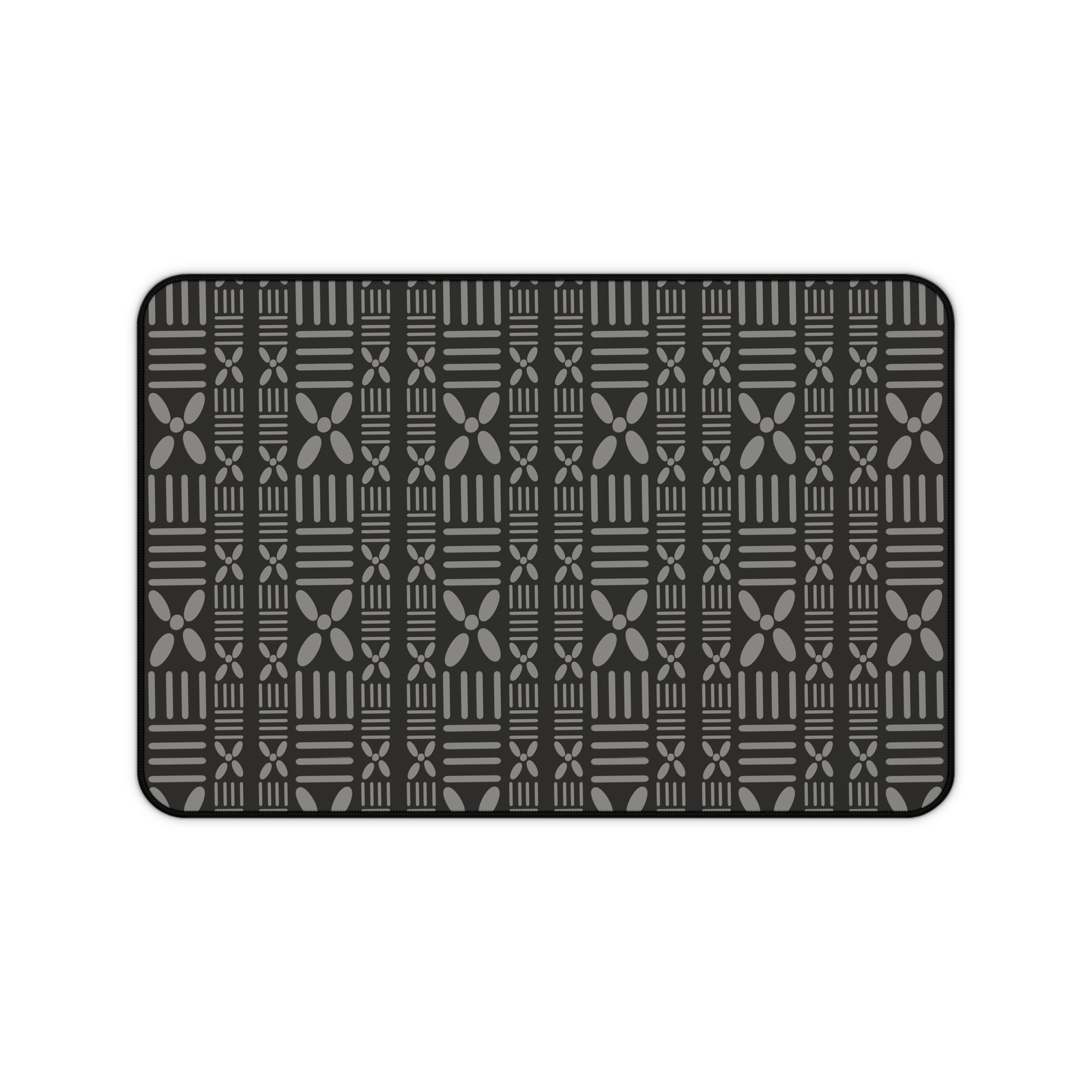 Black Geometric Tribal Pattern Desk Mat, Ethnic Office Decor, Desk Accessory