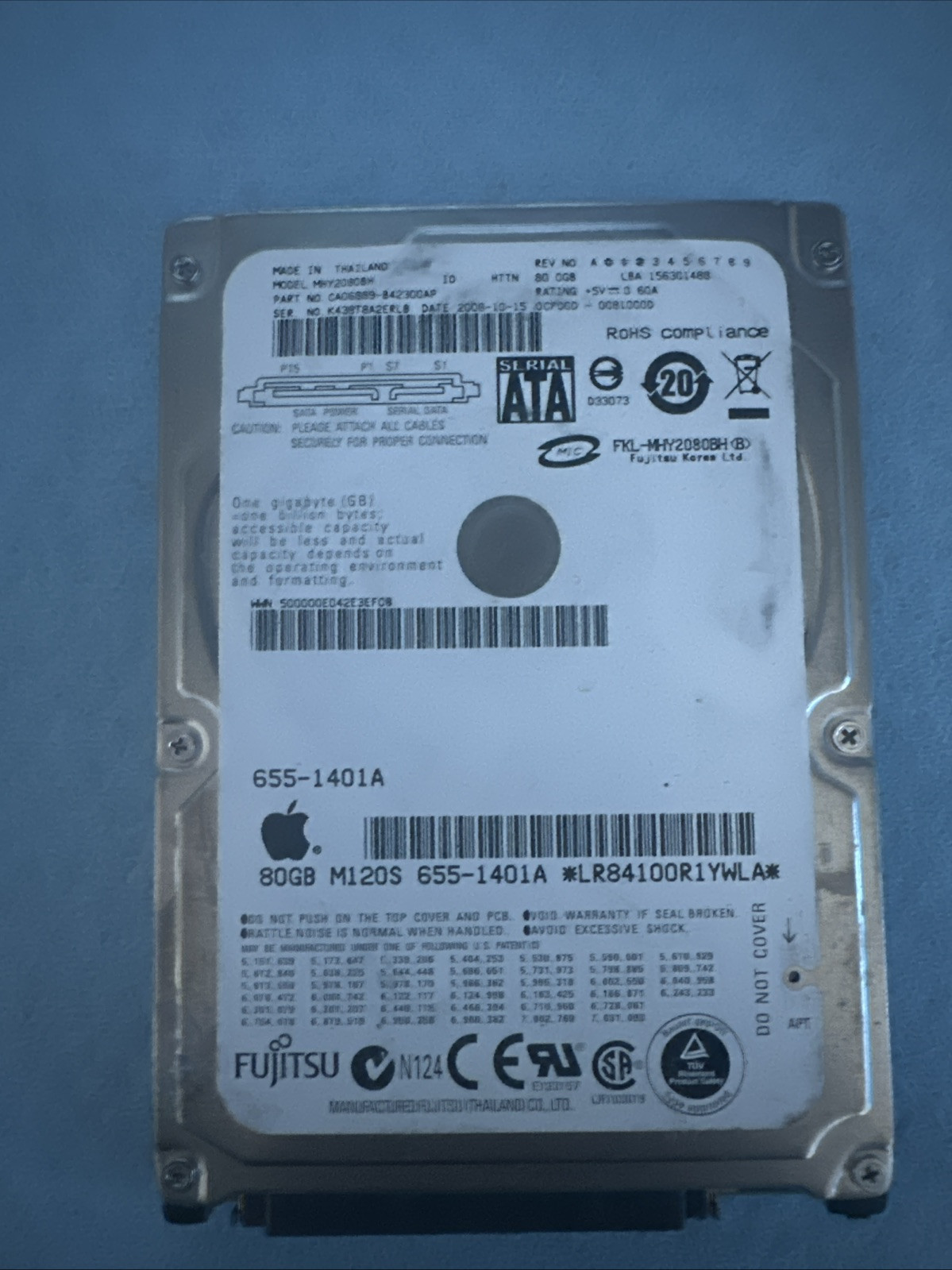 Fujitsu 80GB 5400RPM 2.5" SATA Laptop Hard Drive MHY2080BH HDD